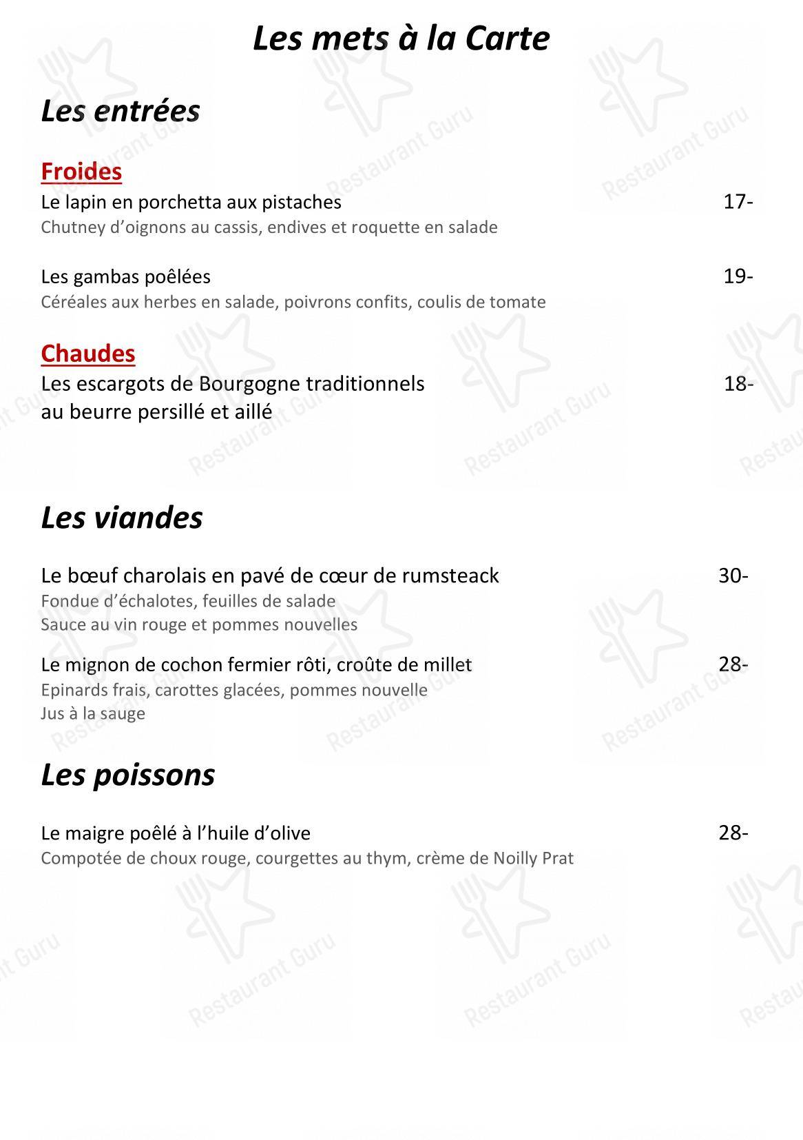 Основное меню pour La Table D’Héloïse dans Cluny