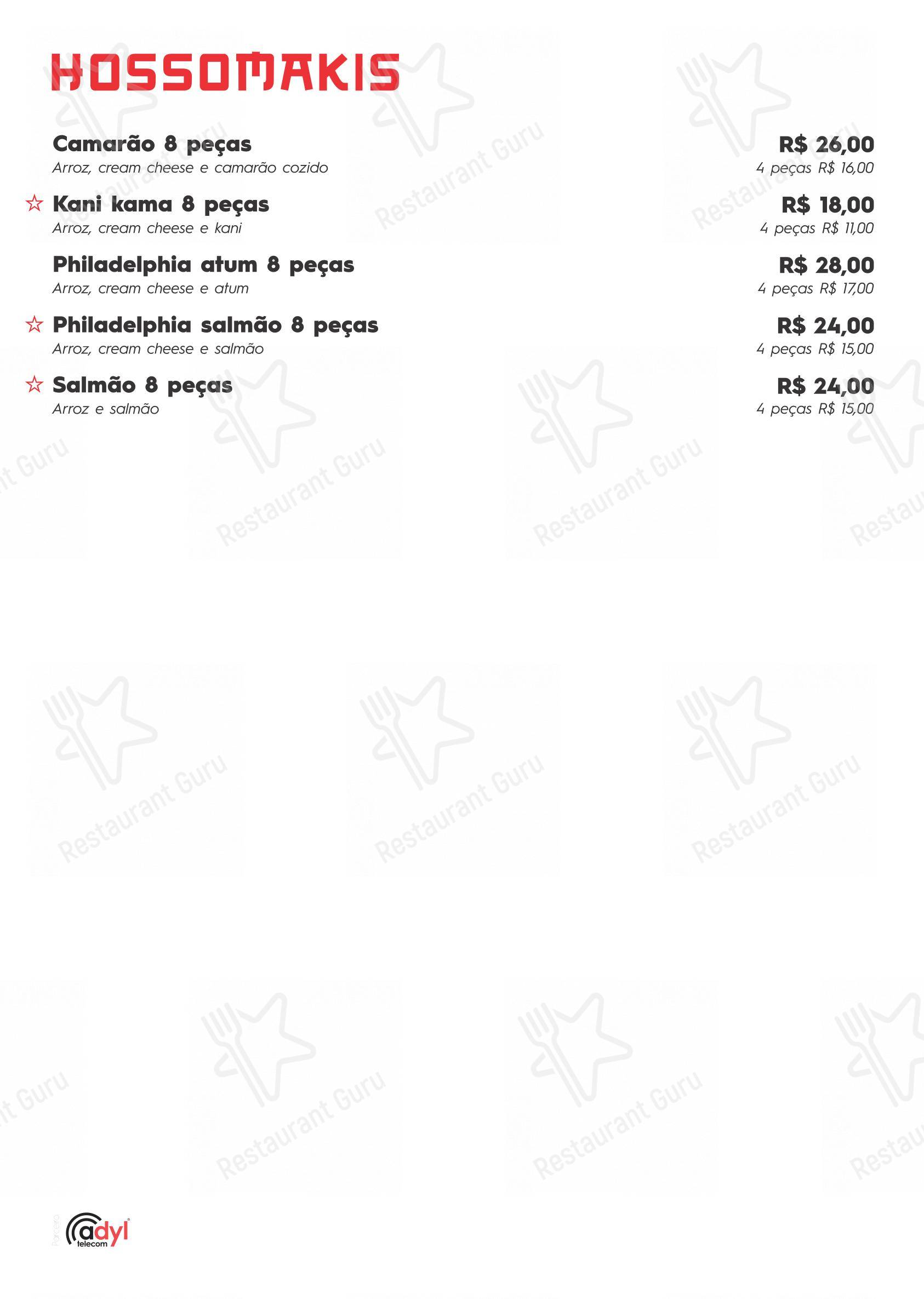 Kanpai Sushi & Bar em Nova Prata - Menu