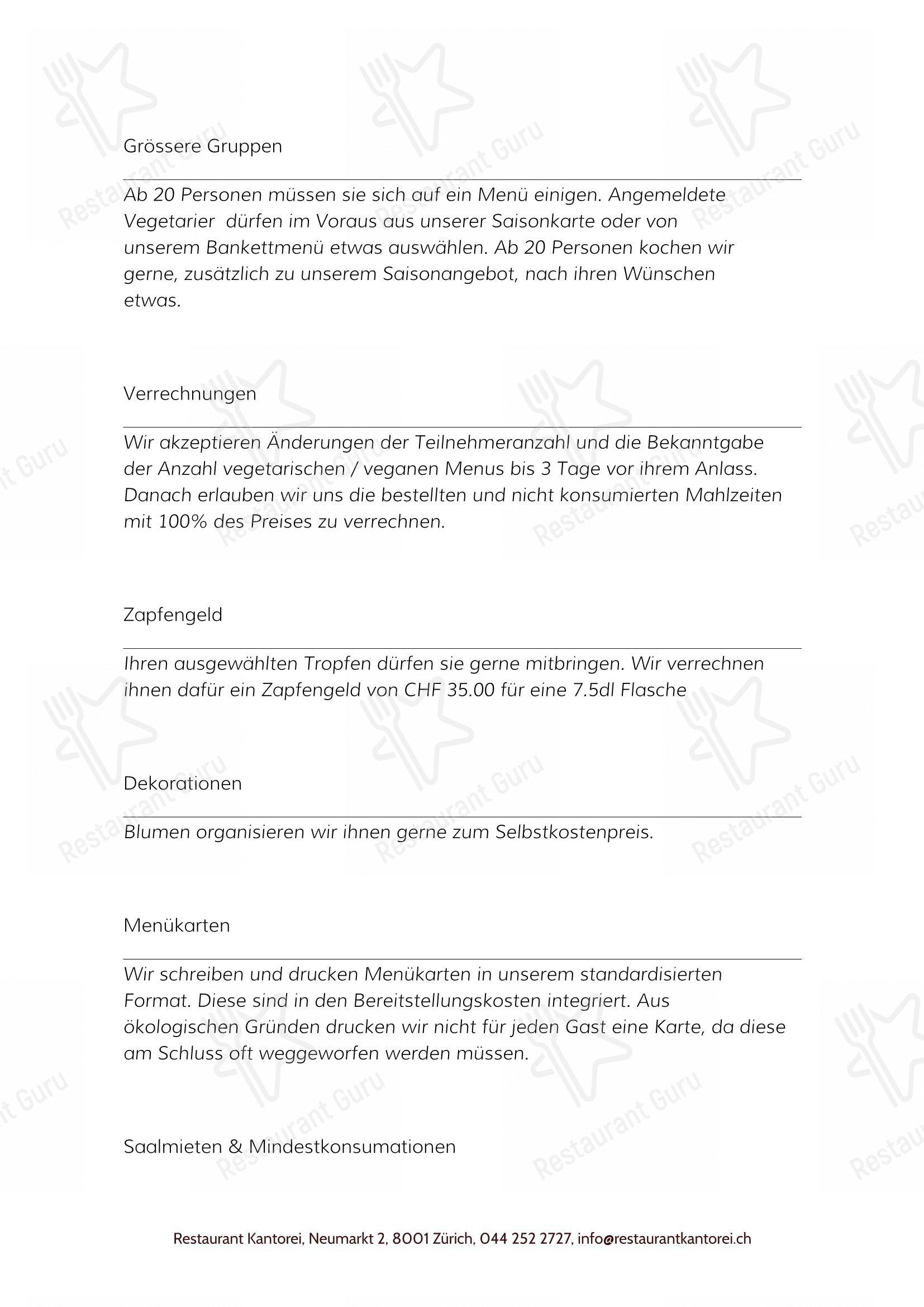 Kantorei in Zurigo - Крафт меню