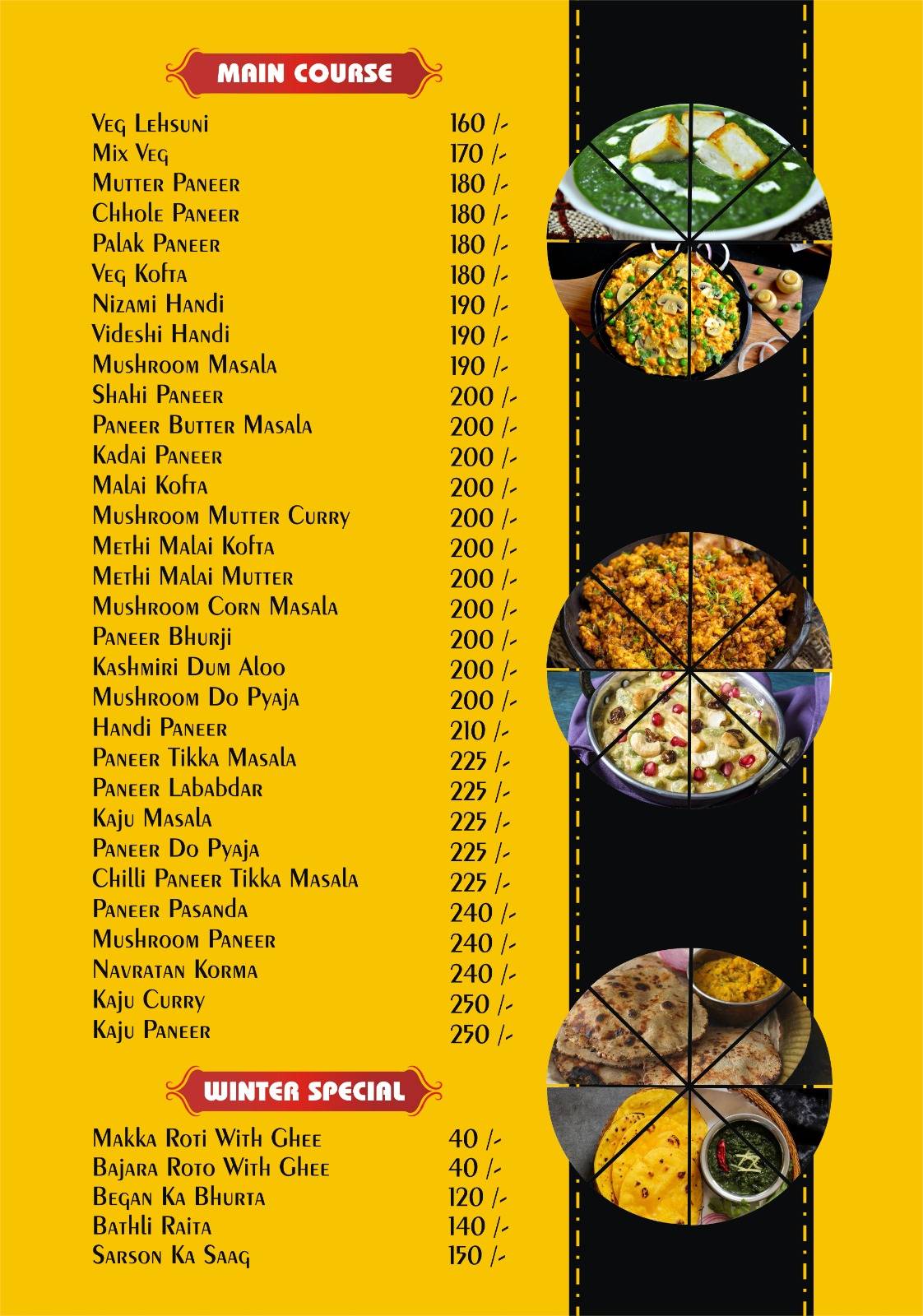 The chulha menu