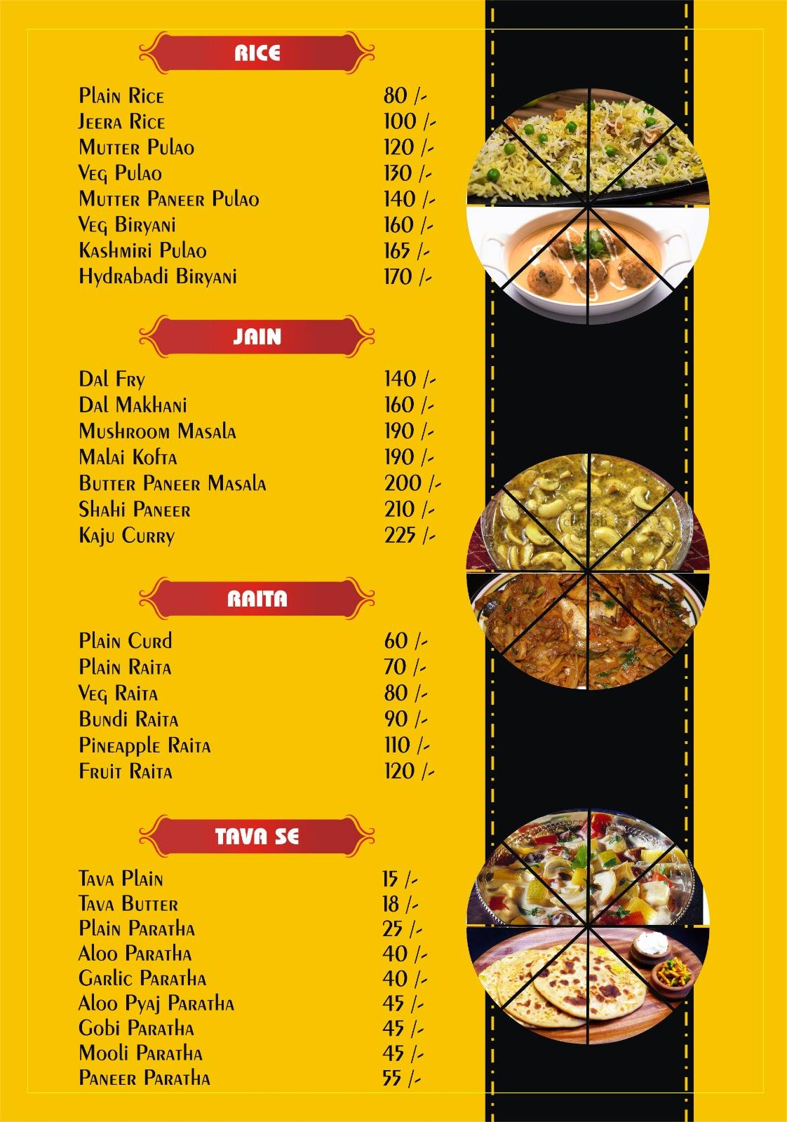 The chulha menu