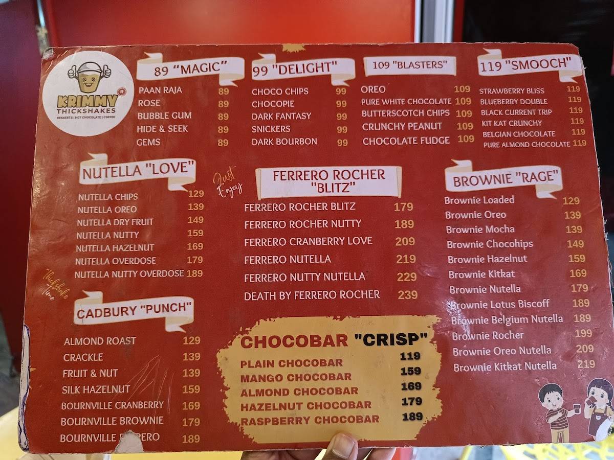 Krimmy Thickshakes - SINDHI COLONY menu