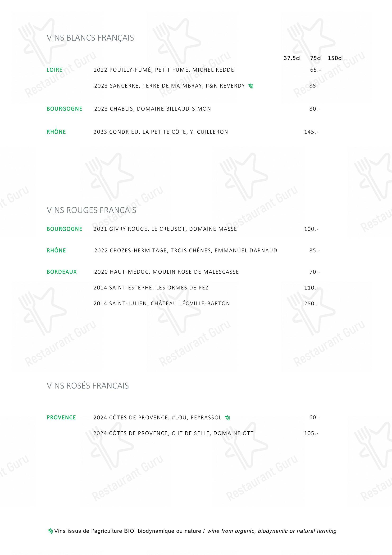 Основное меню per L'Accademia in Losanna