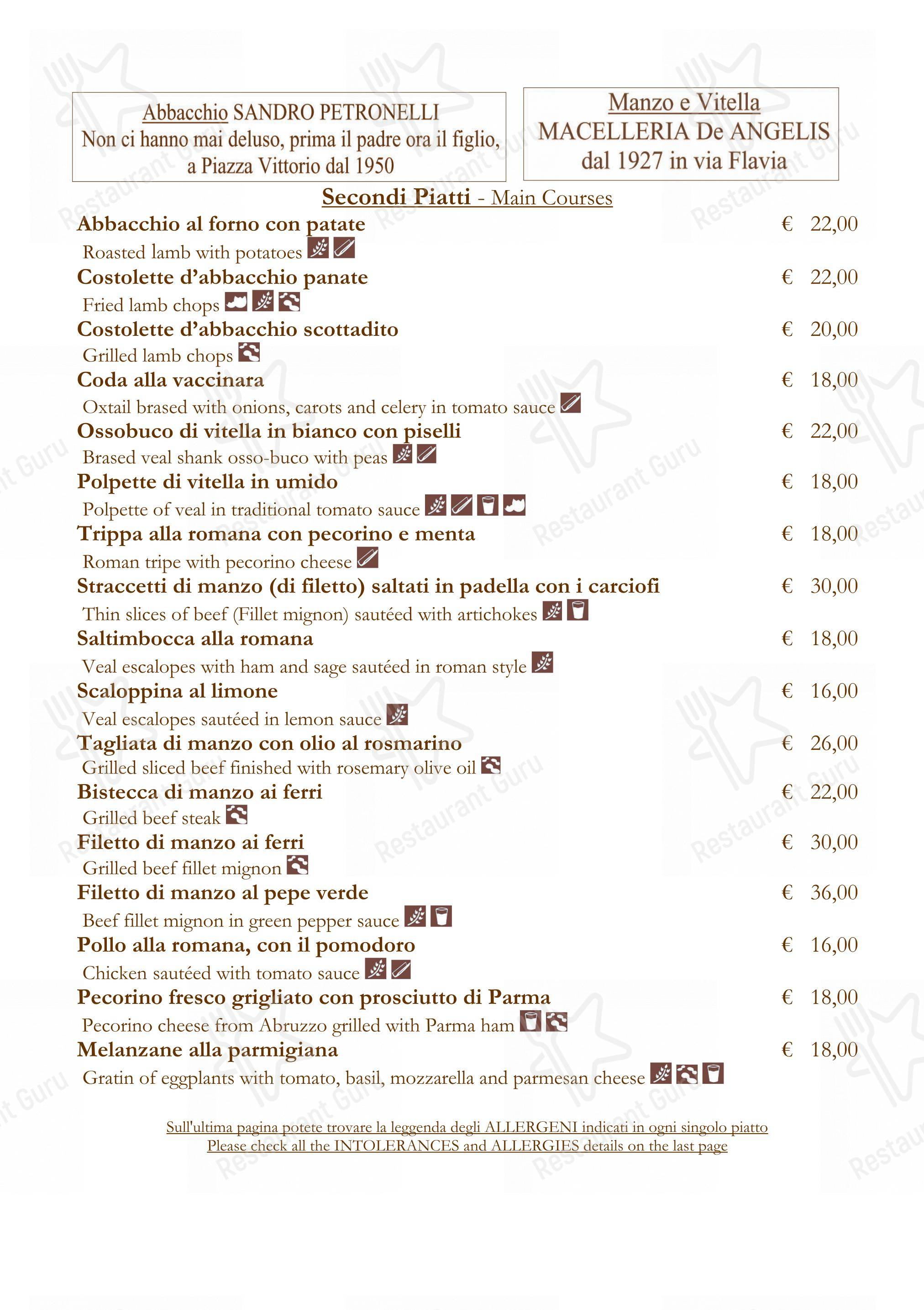Menu per La Matriciana Dal 1870 in Roma
