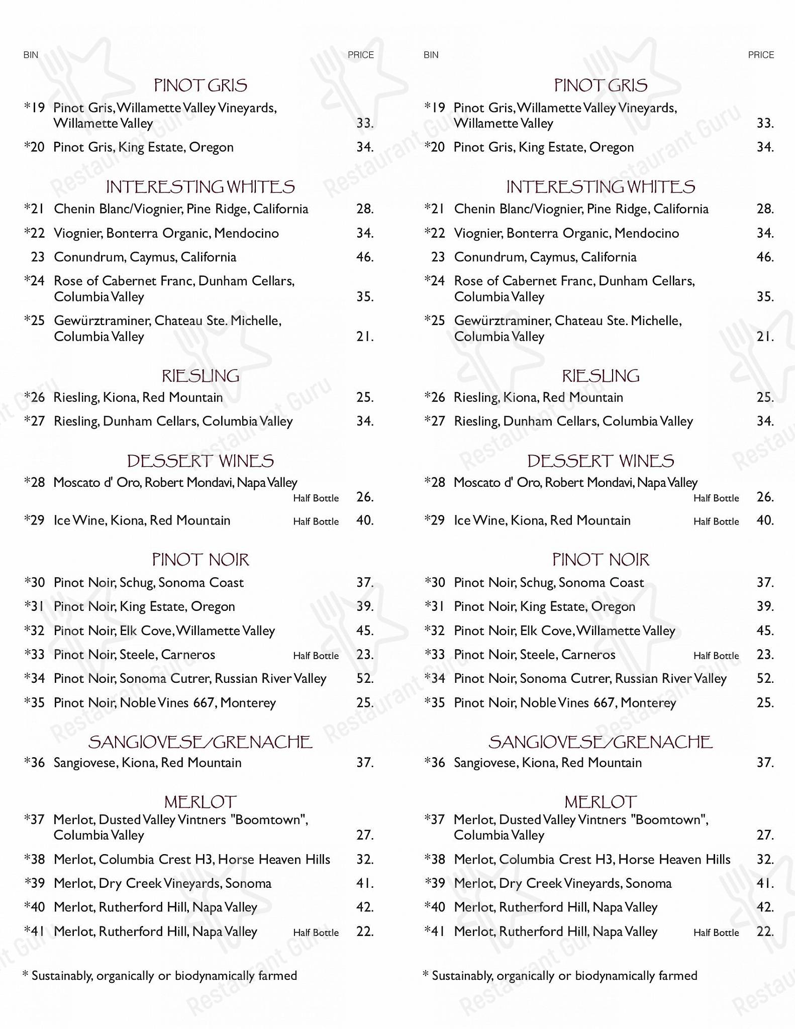 Menu at Lake Yellowstone Hotel Dining Room restaurant, USA, 236