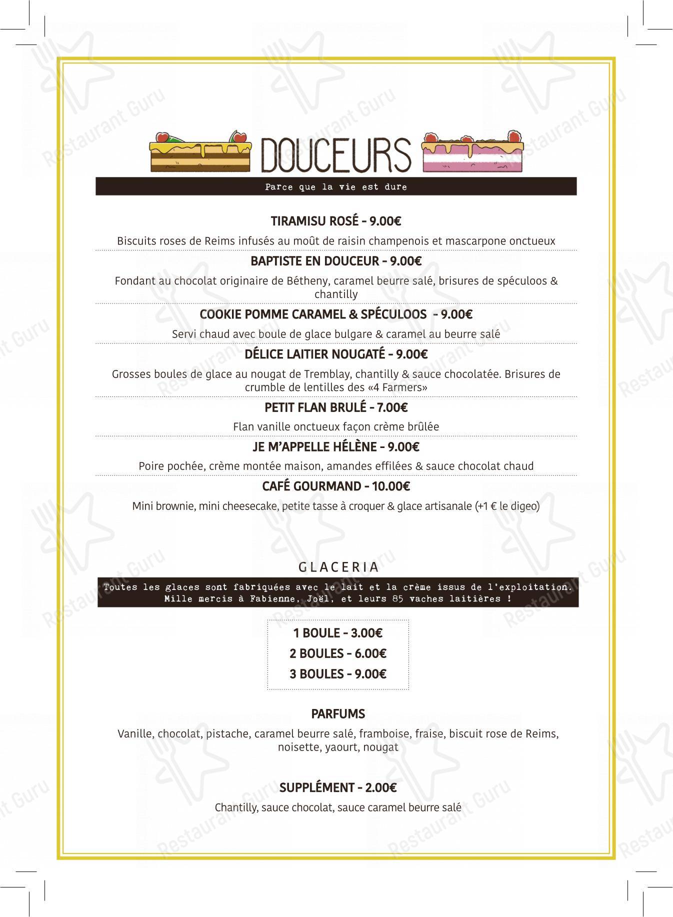 Menu pour Le Flech restaurant