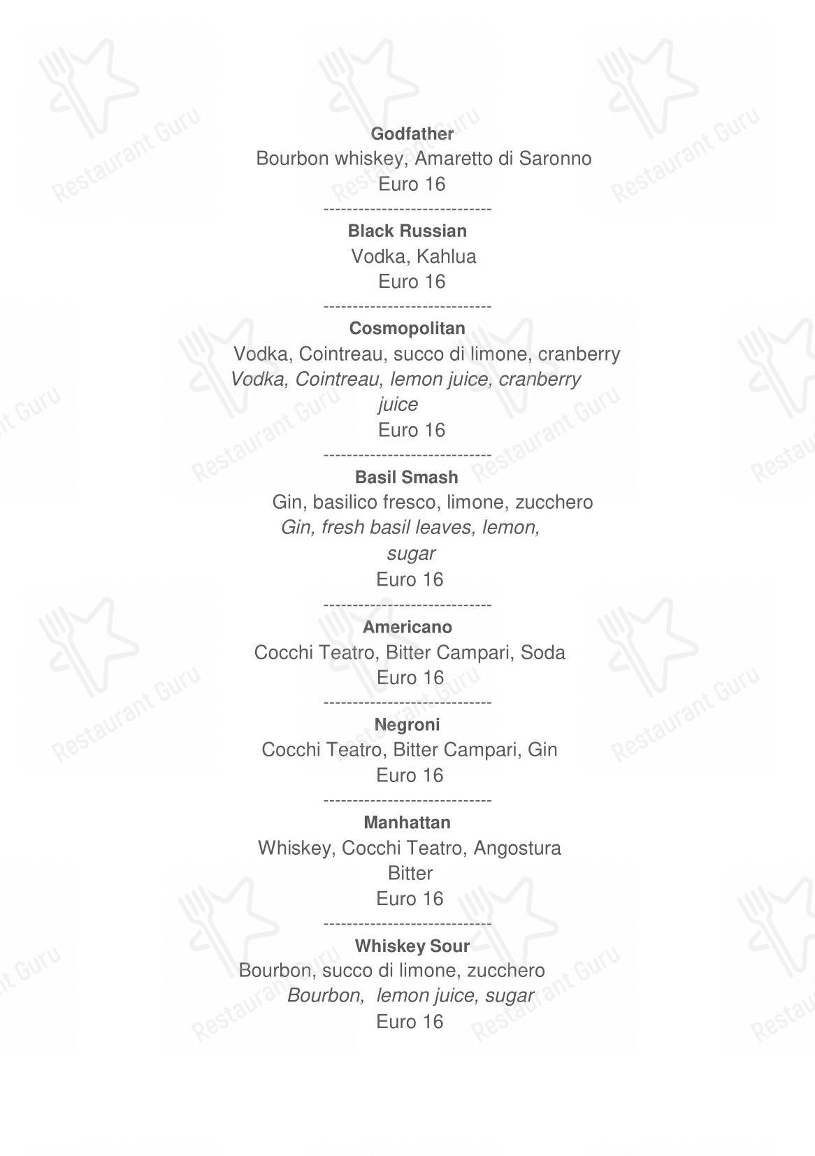 Menu per Le Maschere ristorante