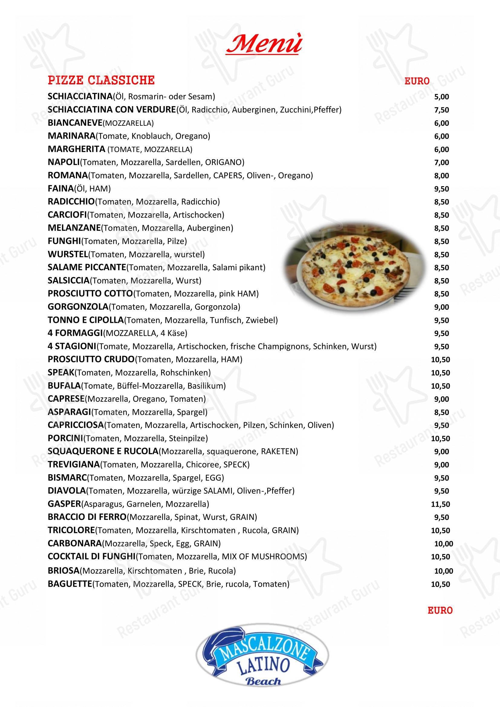 菜单 per Ristorante Mascalzone Latino Beach Milano Marittima ristorante
