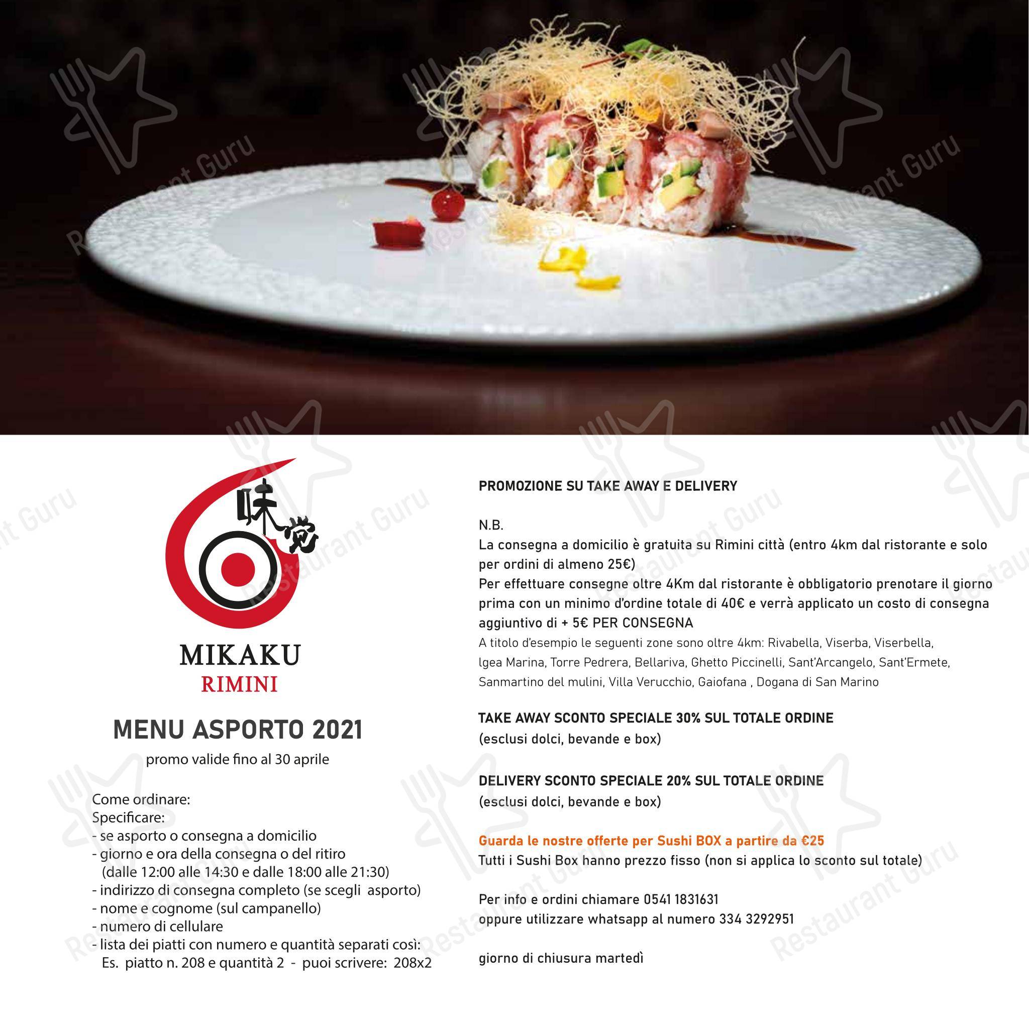 Menu per Mikaku sushi ristorante