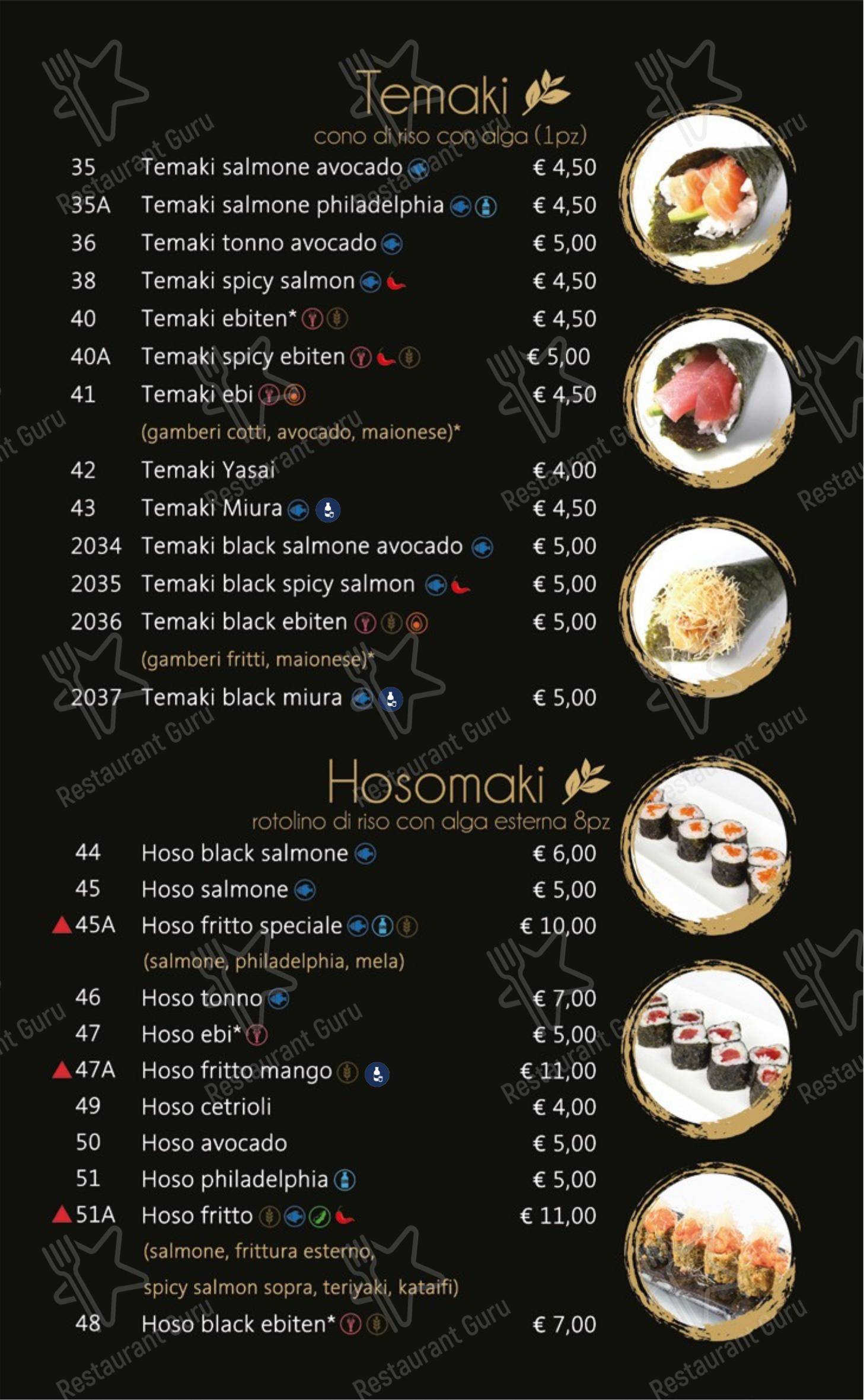 Mulan sushi in Lissone - Menu bar