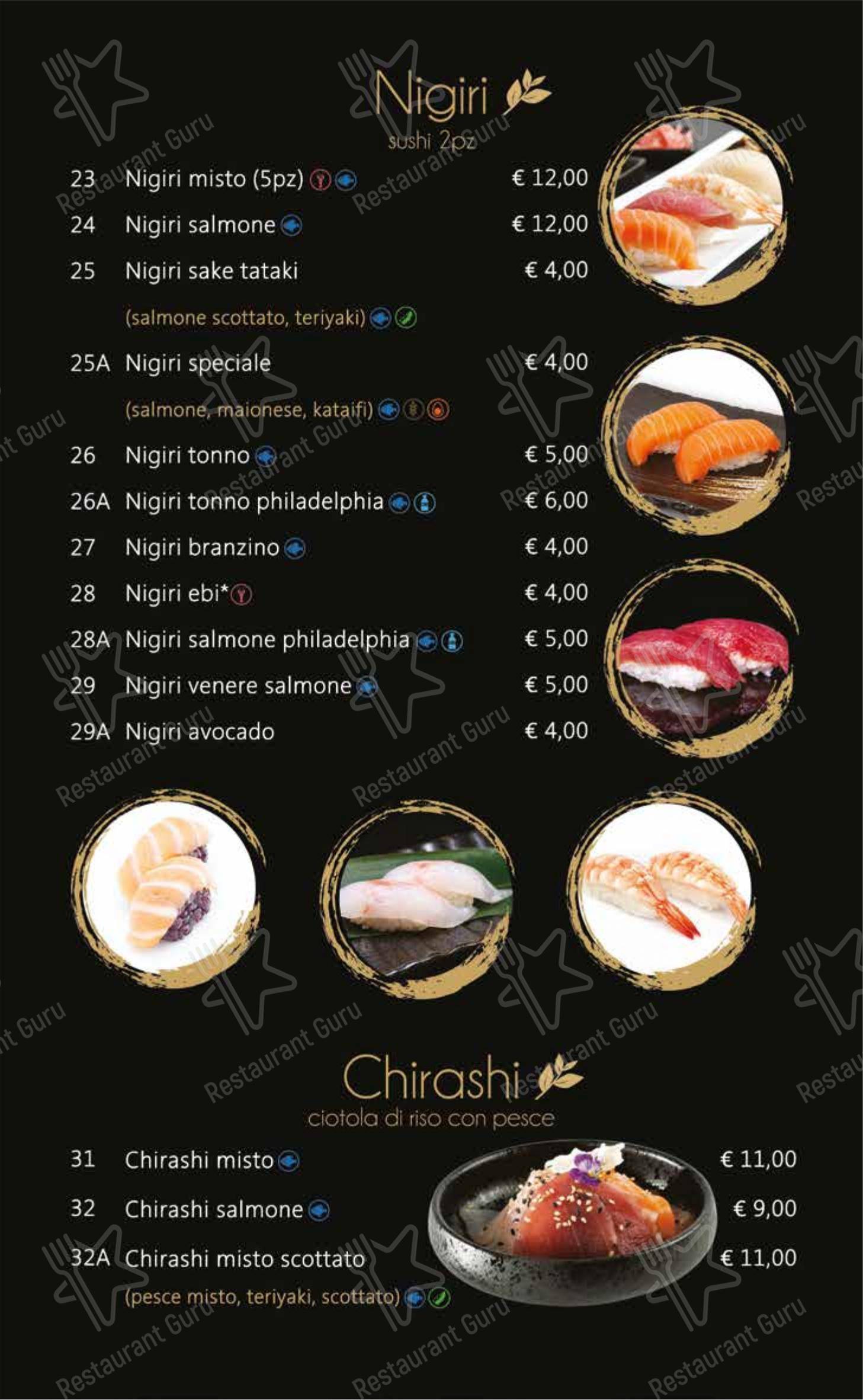 Menu per Mulan sushi ristorante