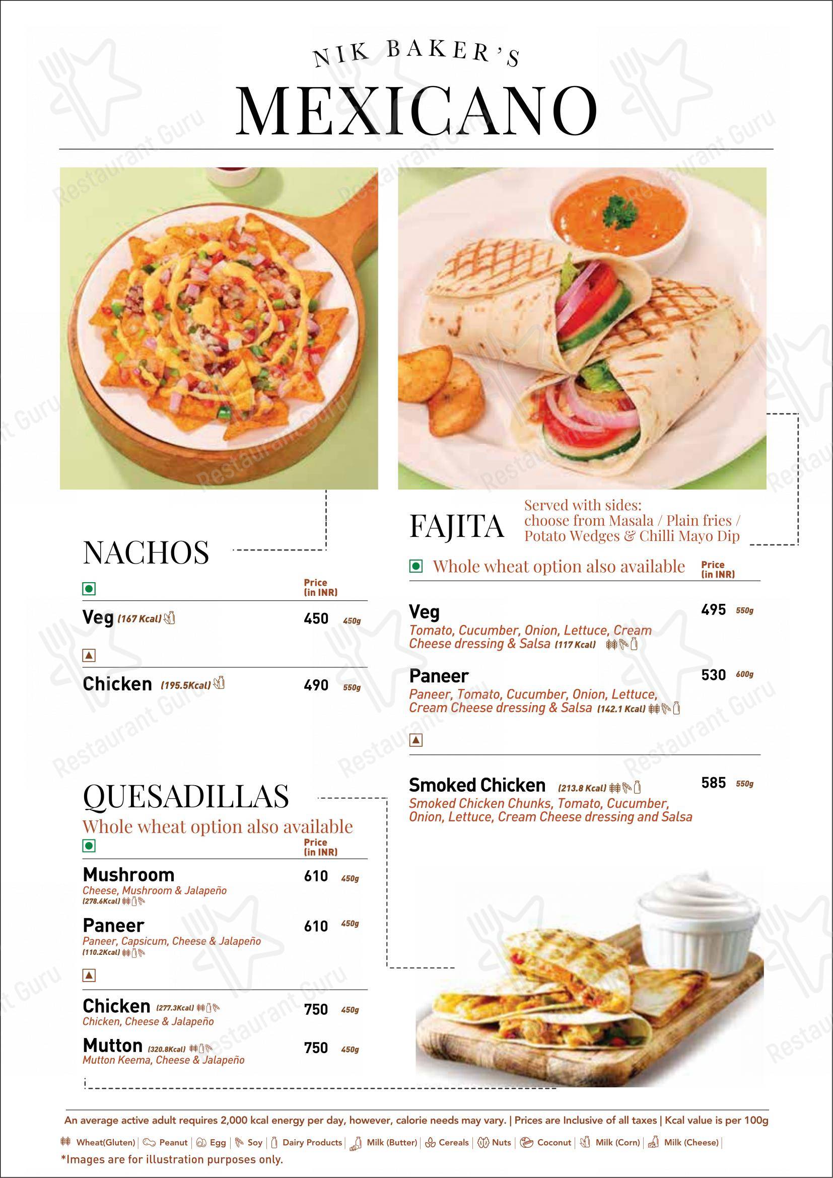Menu bar for the Nik Bakers Sun View restaurant
