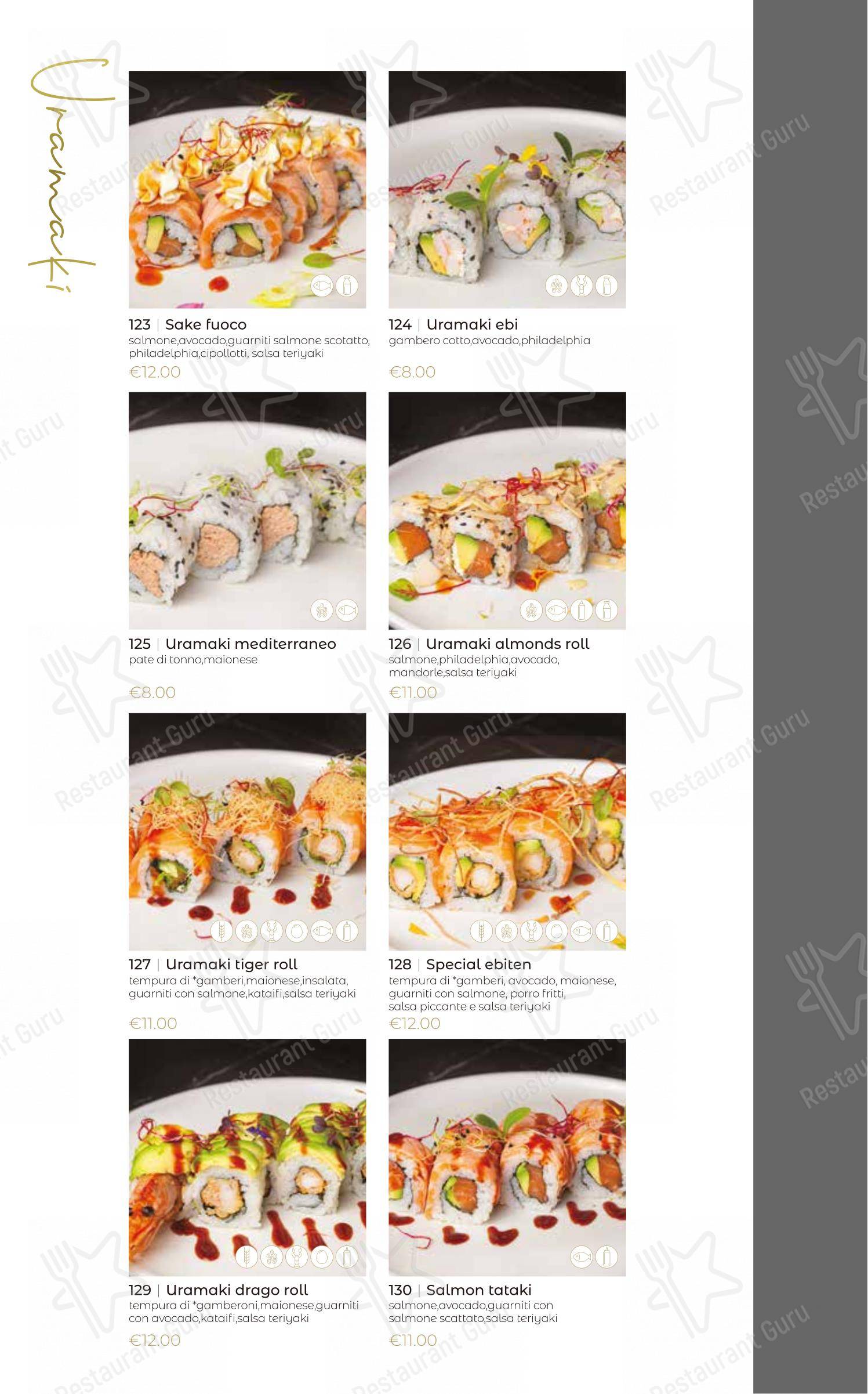 Menu di Oya Sushi Rovigo - Menu bar