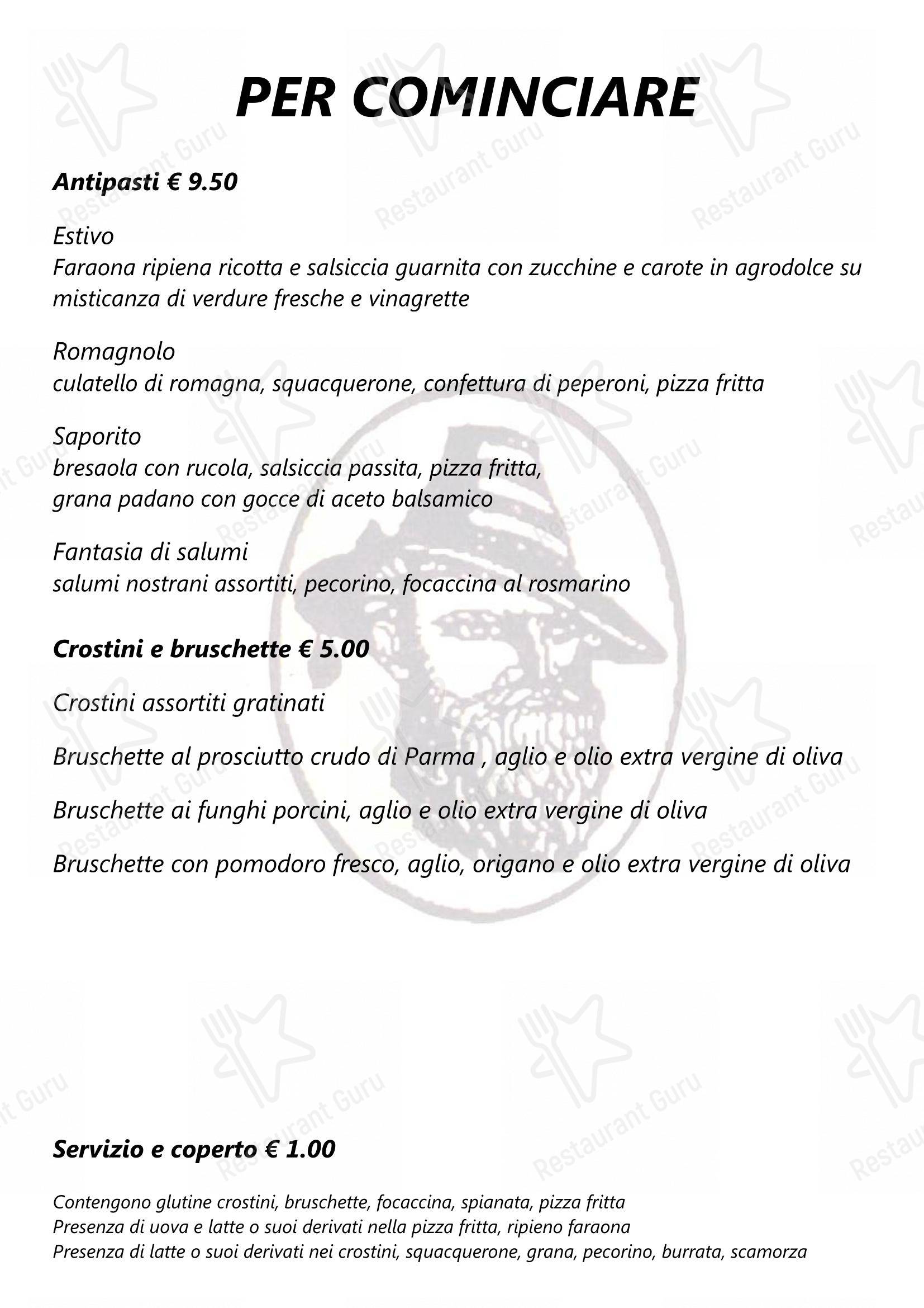 Menu bar per Pizzeria Ristorante Il Passatore ristorante