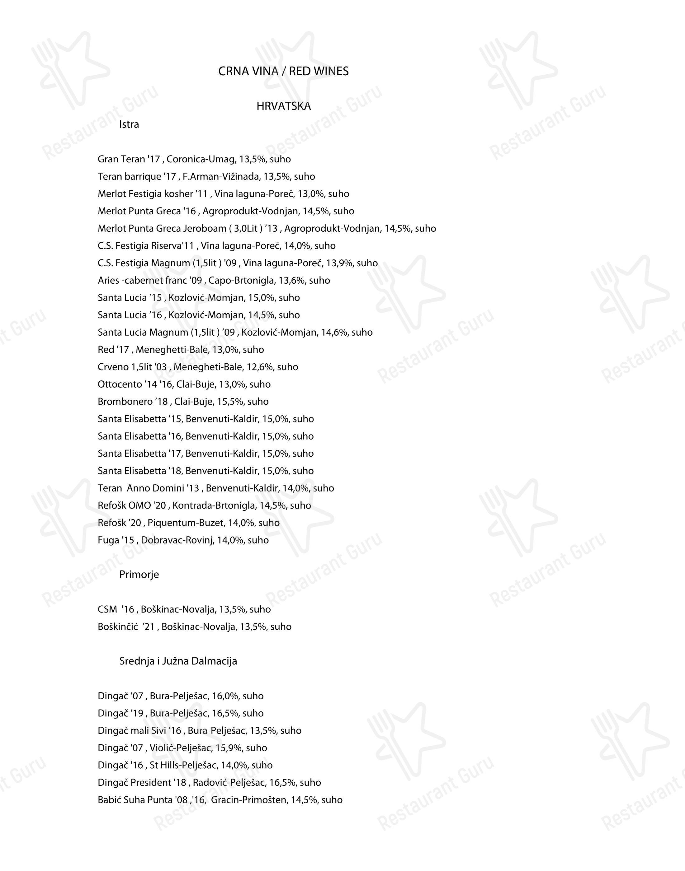 Menu per Plavi podrum in Abbazia