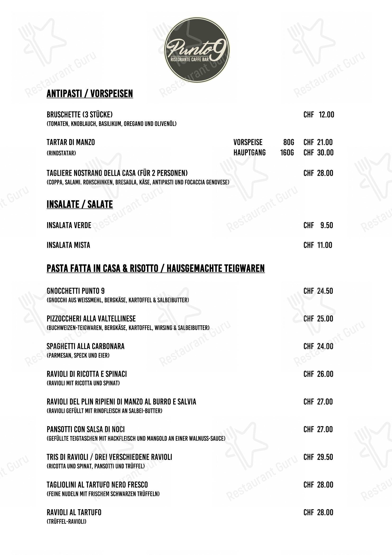 Основное меню per Punto 9 in Dübendorf