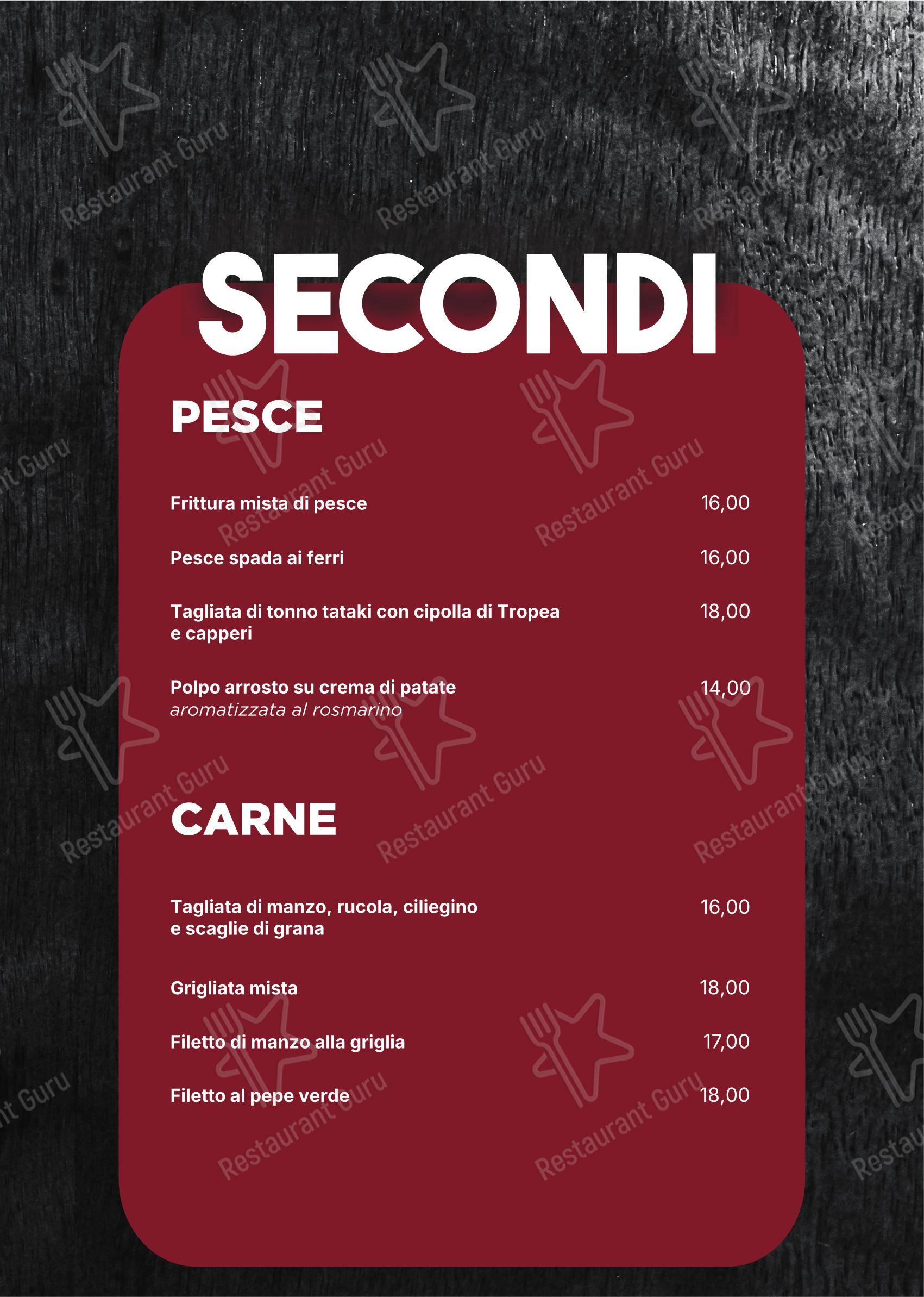 Menu di Pizzeria Queto in Città - Menu bar