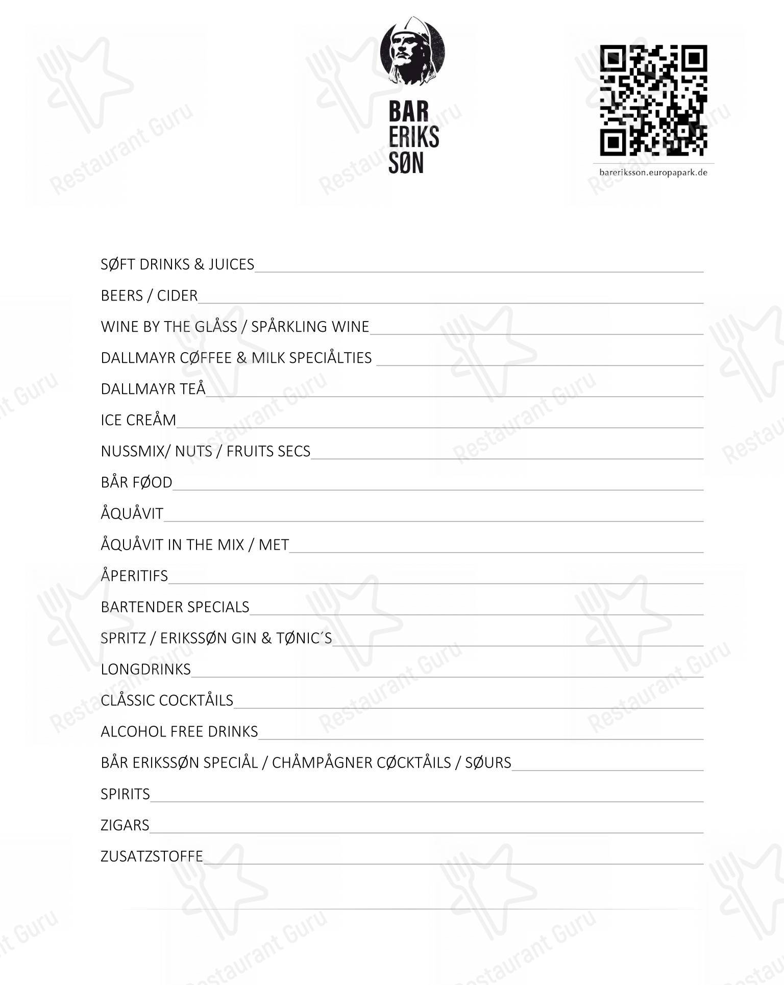 Menu pour Restaurant 