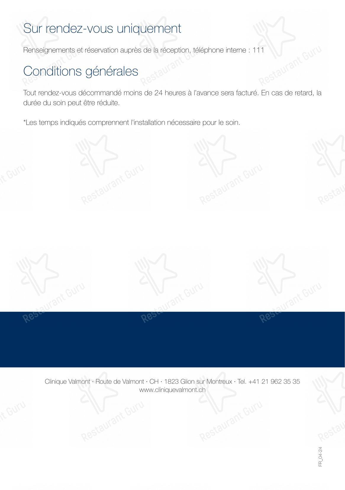 Menu di Restaurant Côté Lac - Menu bar