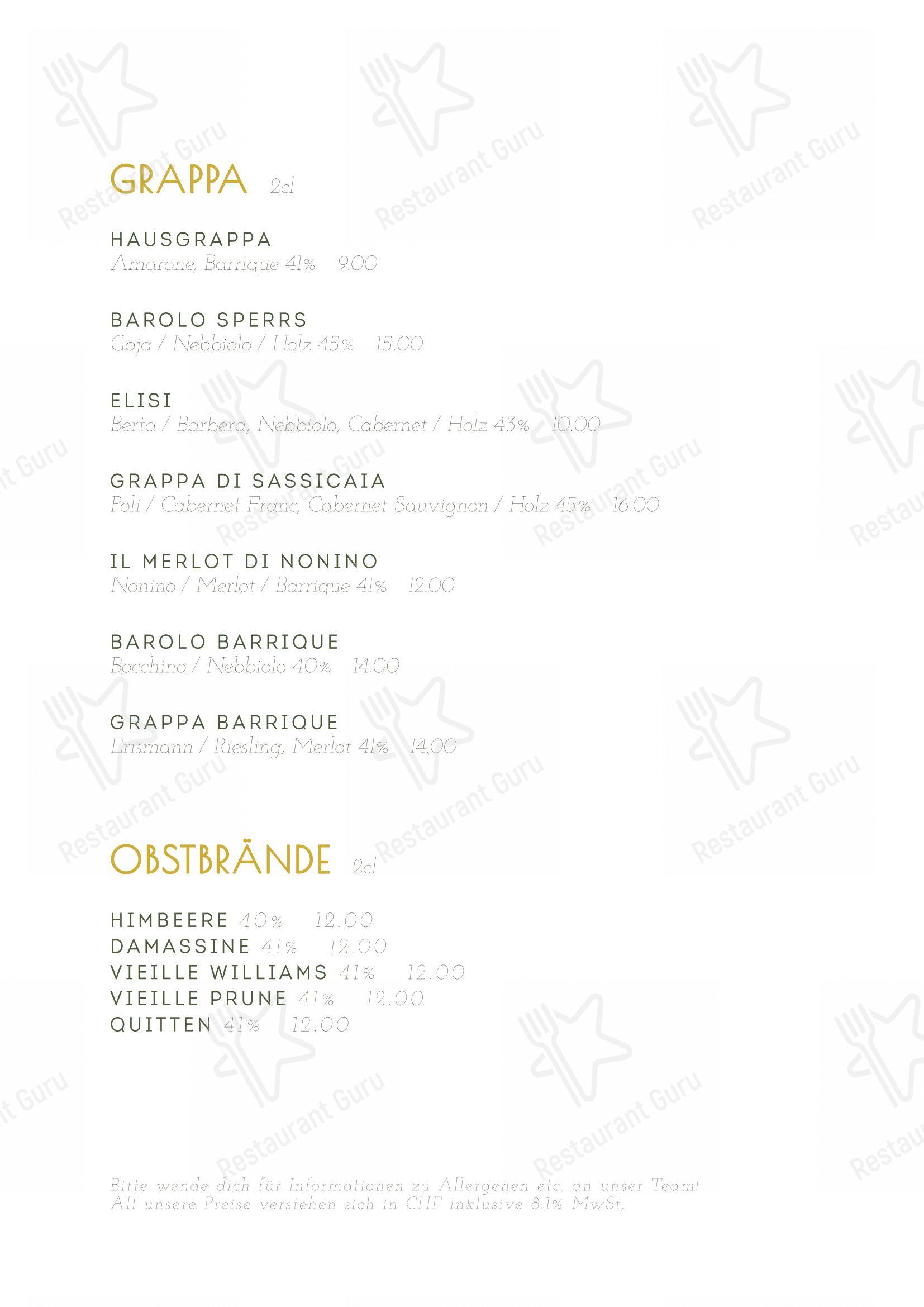 Restaurant First in Illnau-Effretikon - Menu bar