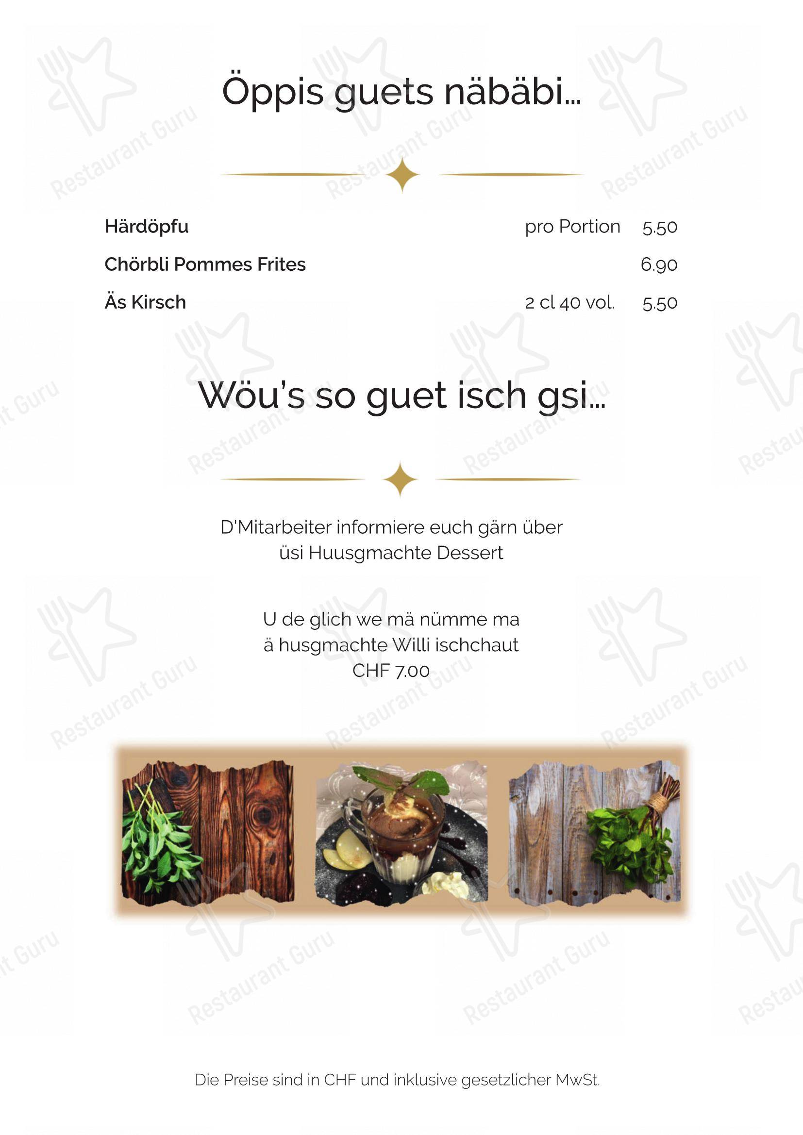 Restaurant Kanönli in Thun - 菜单