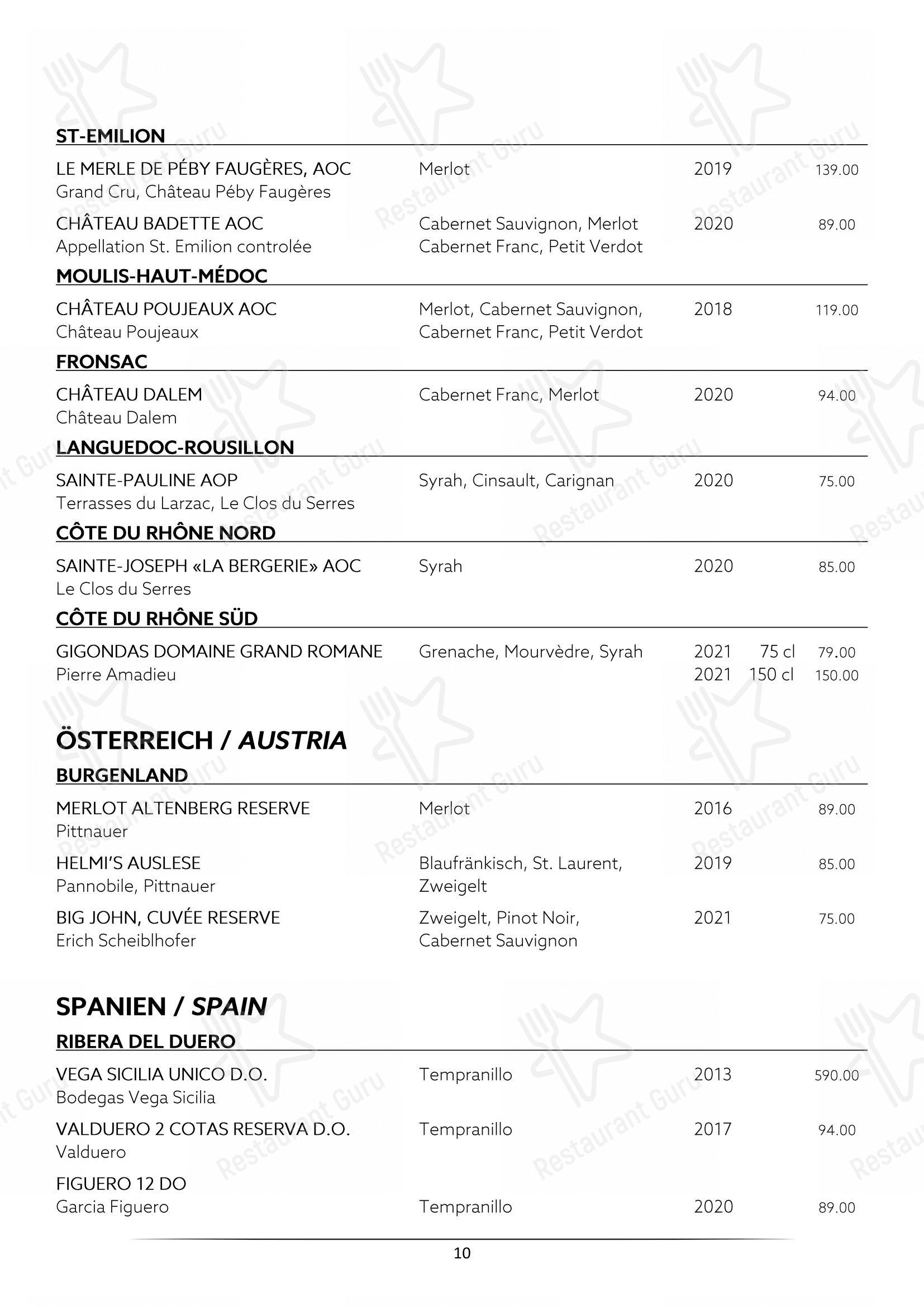 Restaurant La Soupière in Zurigo - Menu bar