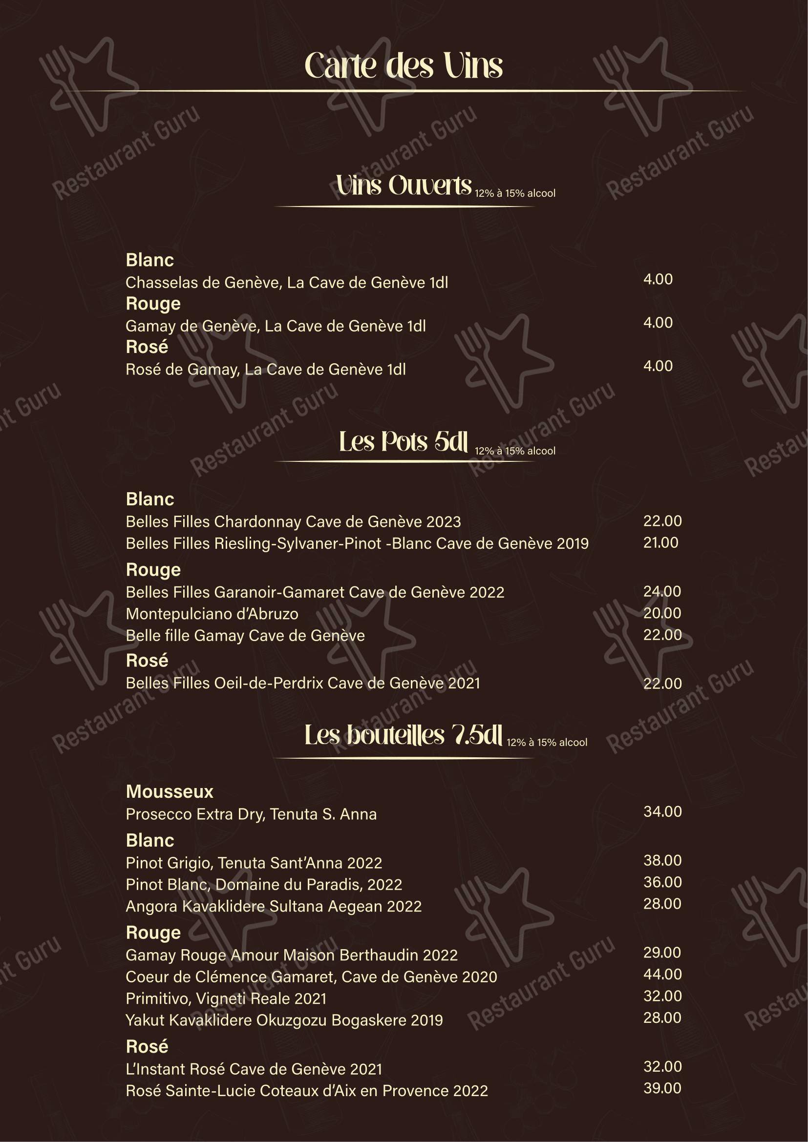 Restaurant Le Blandonnet in Ginevra - Menu