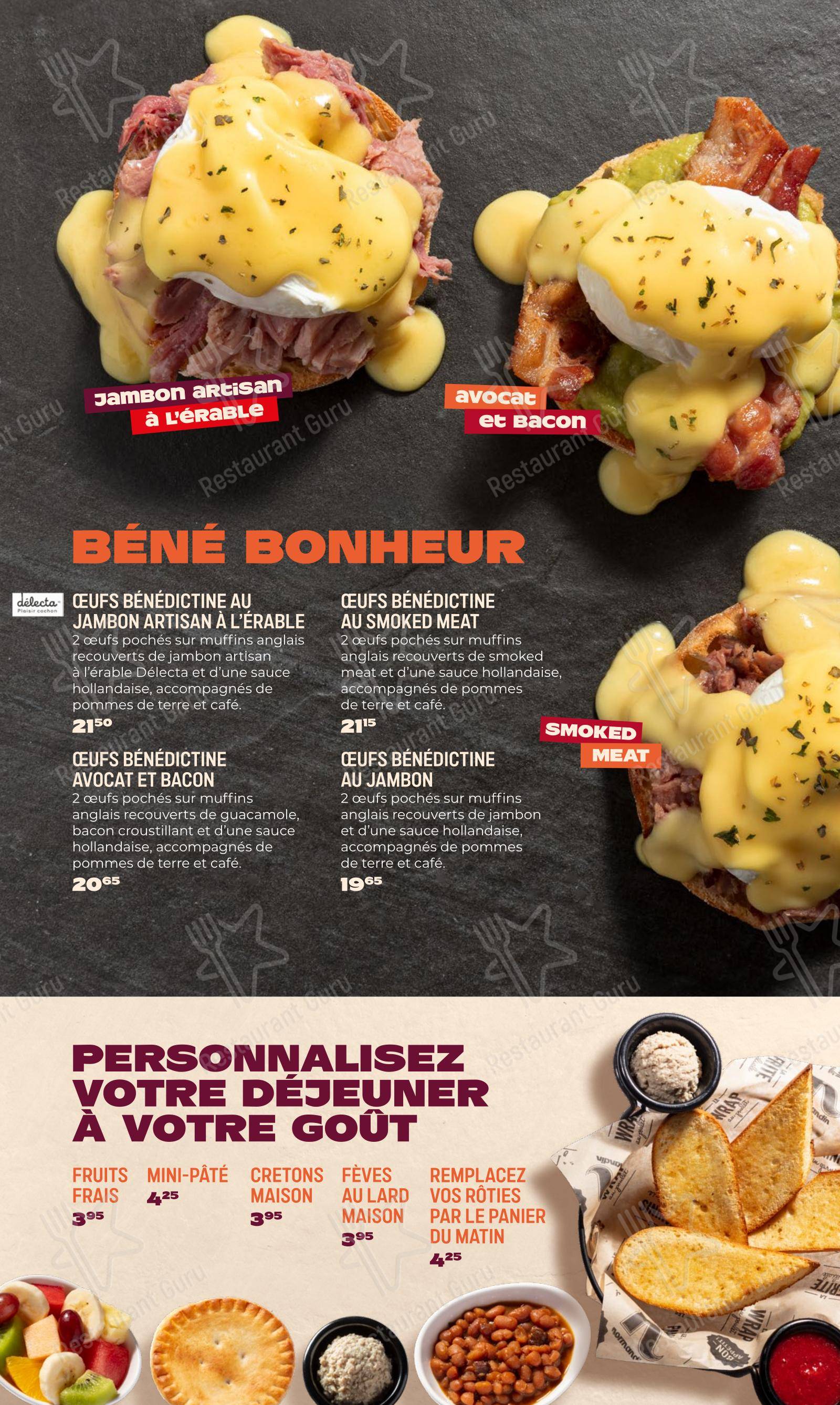 Menu pour Restaurant Normandin Rimouski - Menu bar