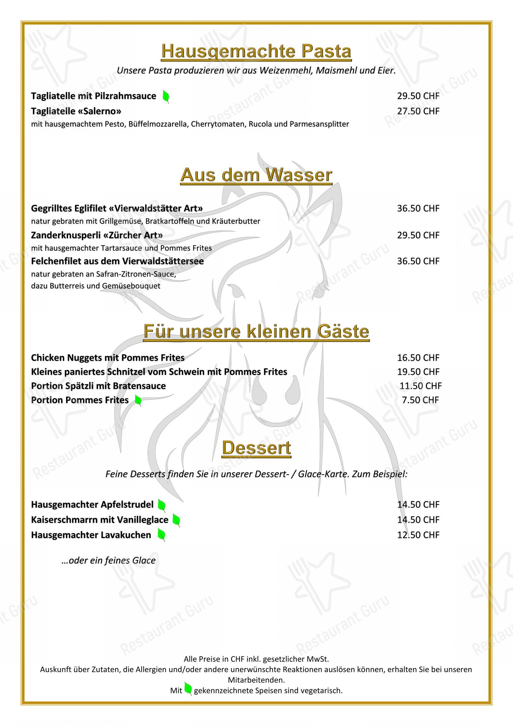 Menu di Restaurant & Hotel Weisses Rössli - Menu bar