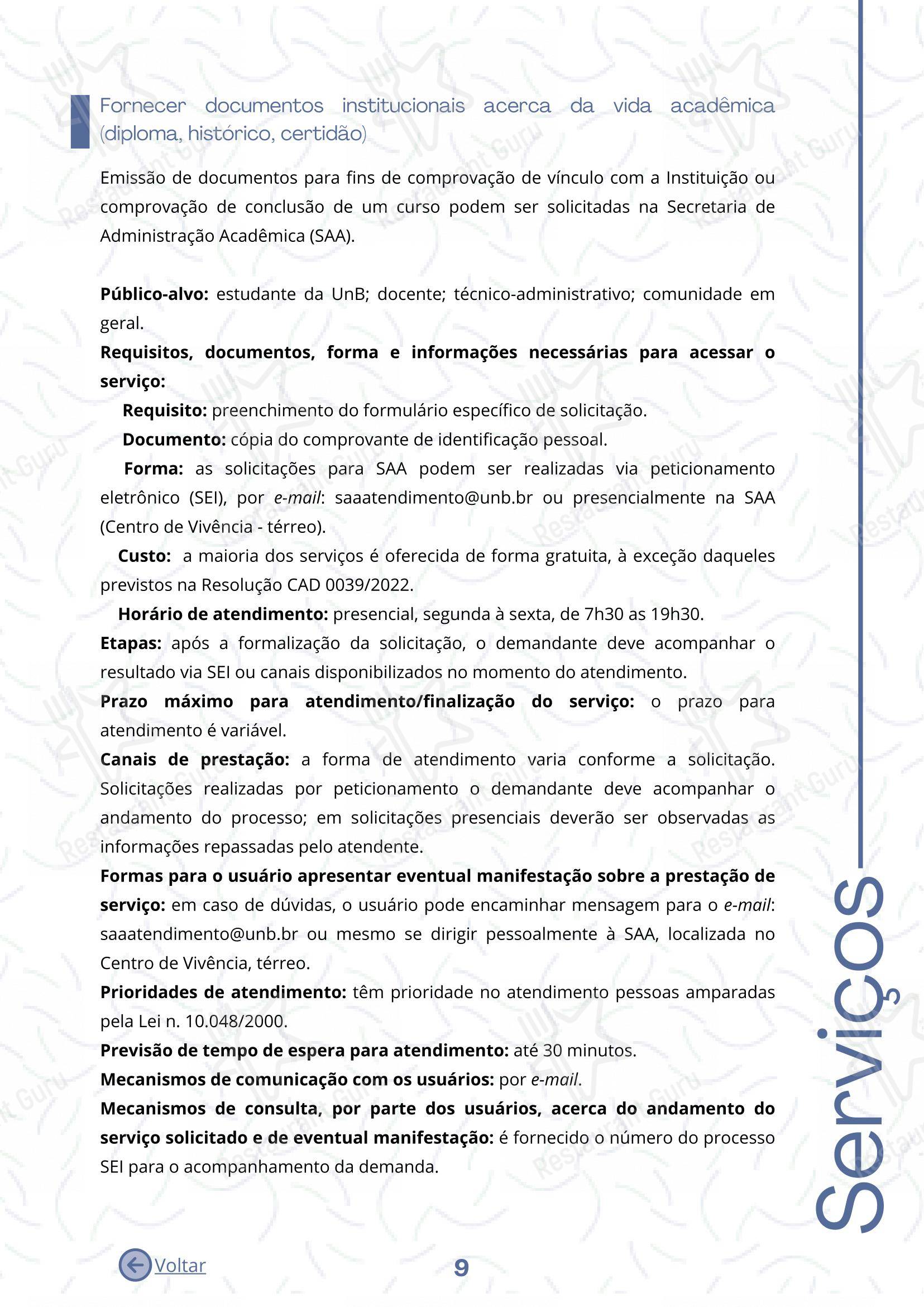 Основное меню para Restaurante Universitário - RU ISM GOMES DE MATTOS restaurante