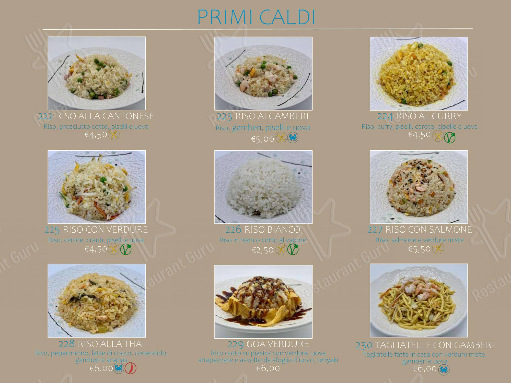 Menu per Ristorante Asia ristorante