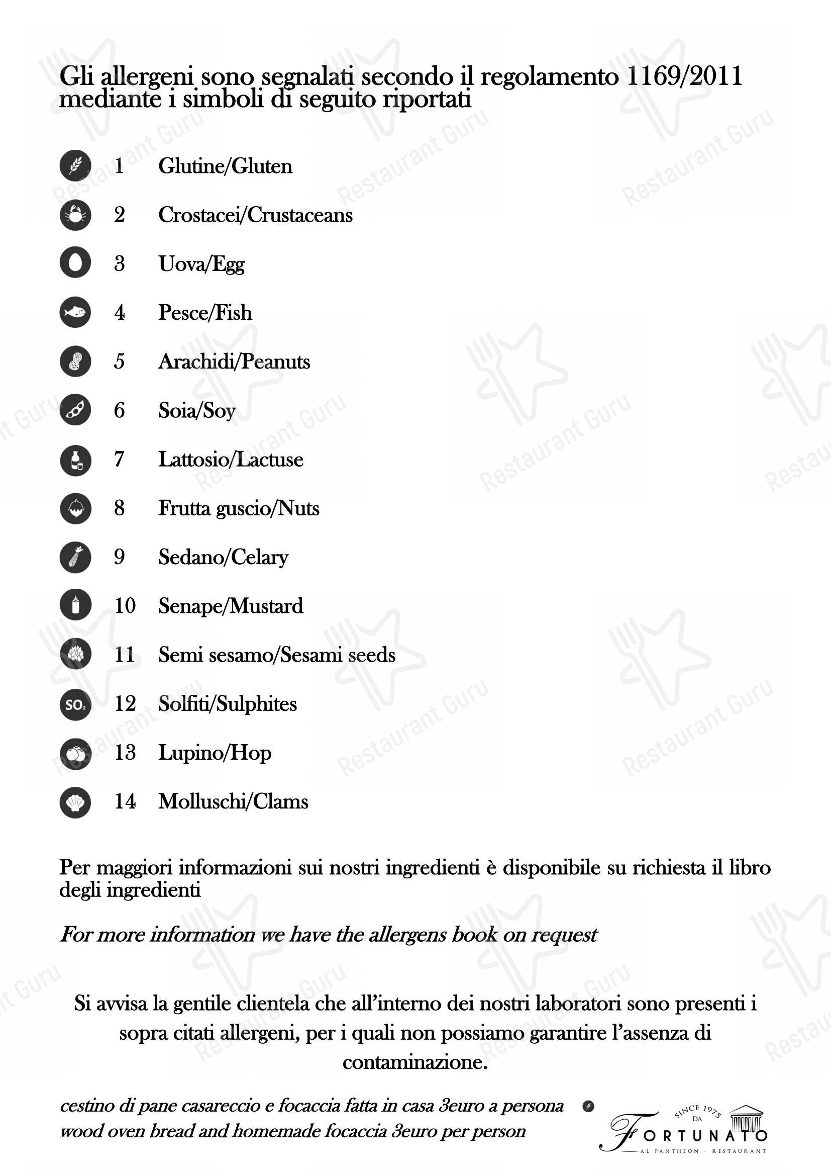 Menu per Ristorante Fortunato al Pantheon ristorante