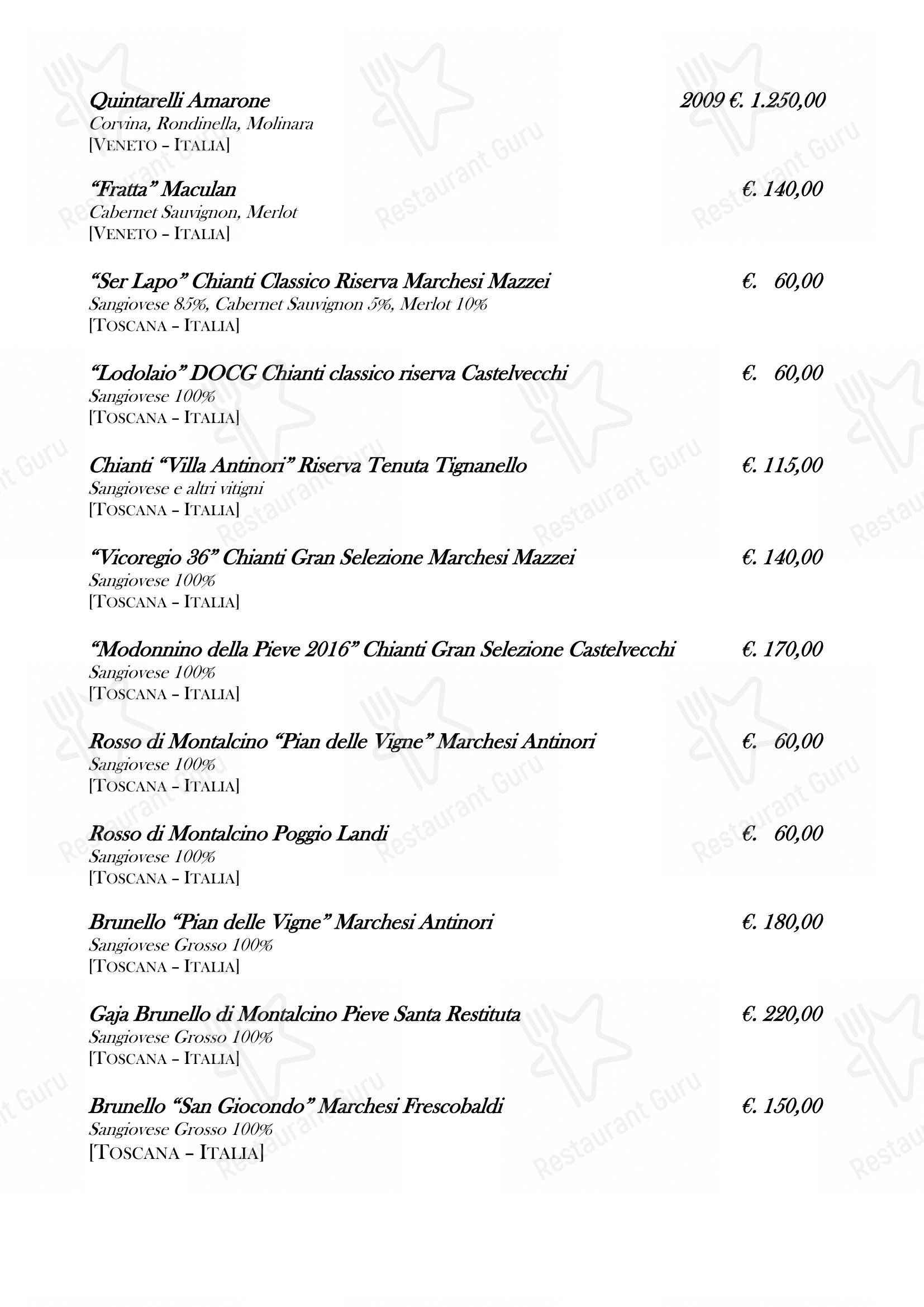 Menu bar per Ristorante Fortunato al Pantheon in Roma