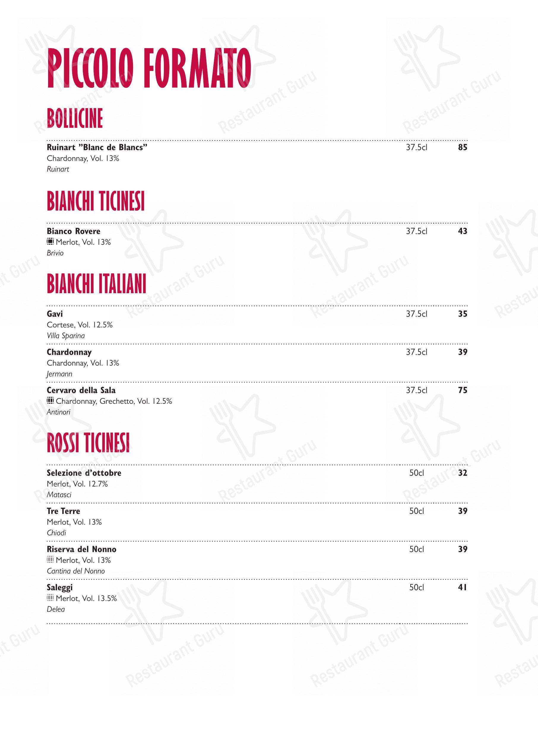 Menu per Ristorante Grotto Broggini in Losone
