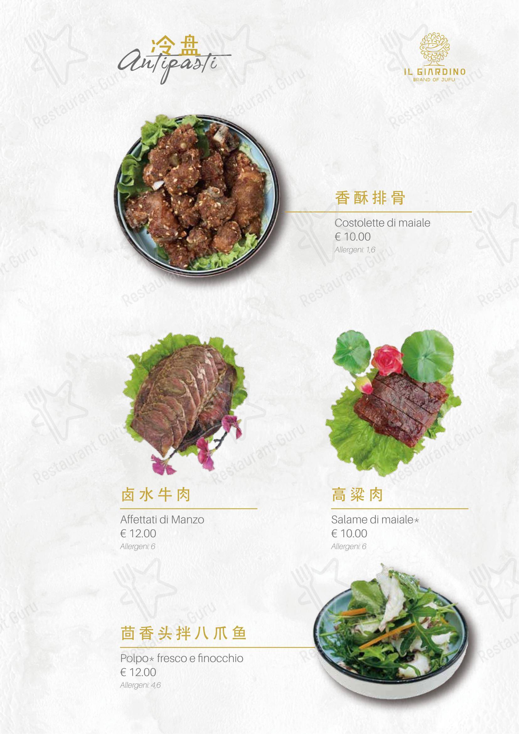 Menu per Ristorante Il Giardino in Prato