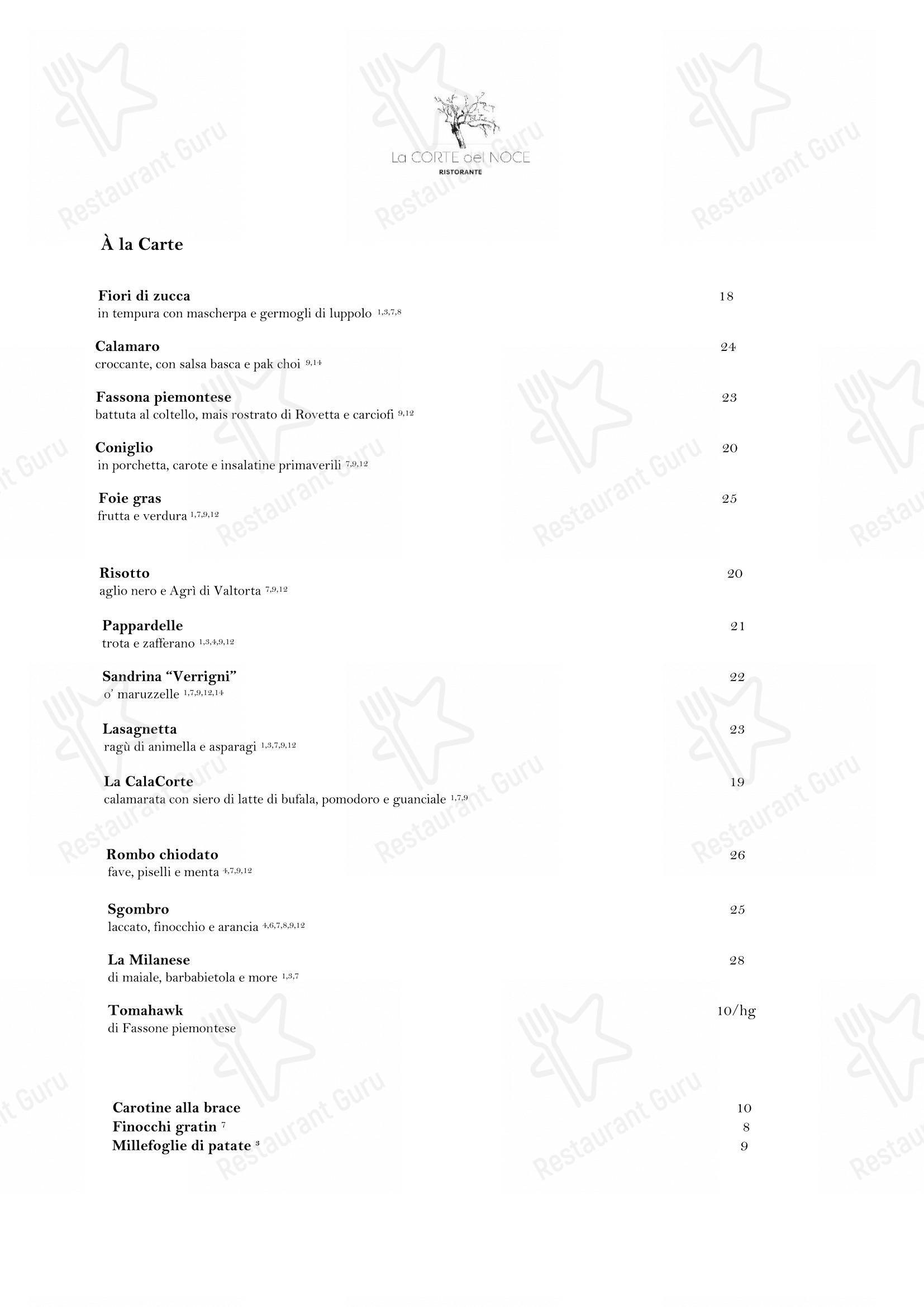Menu di Ristorante La Corte Del Noce - Menu bar