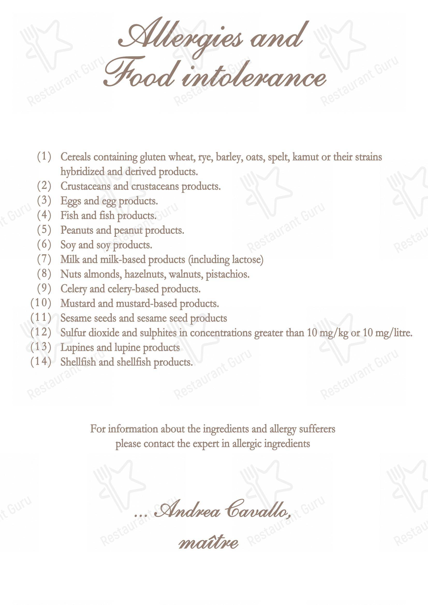 Menu di Ristorante Ragno D'Oro - 菜单