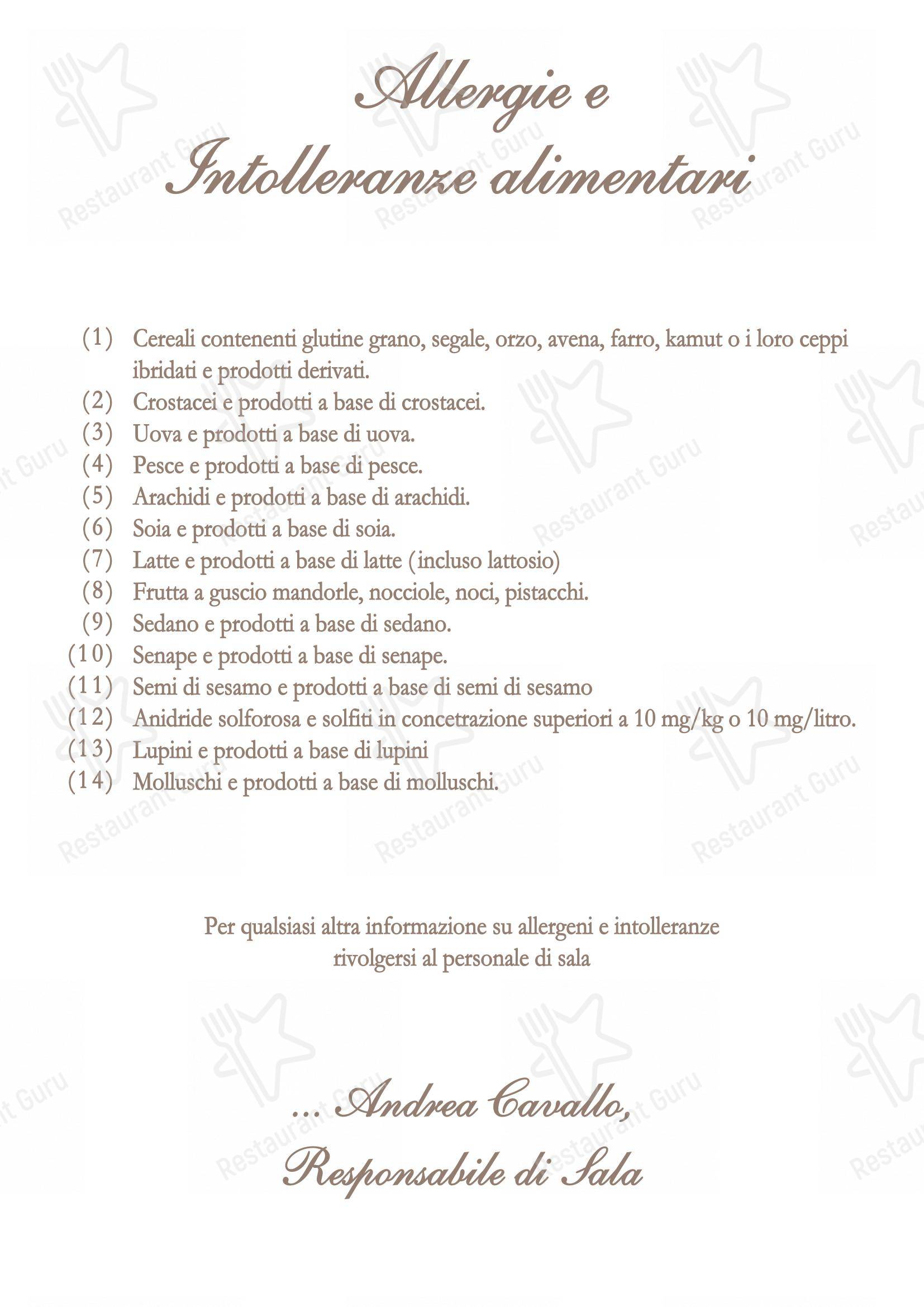 Menu di Ristorante Ragno D'Oro - Menu bar