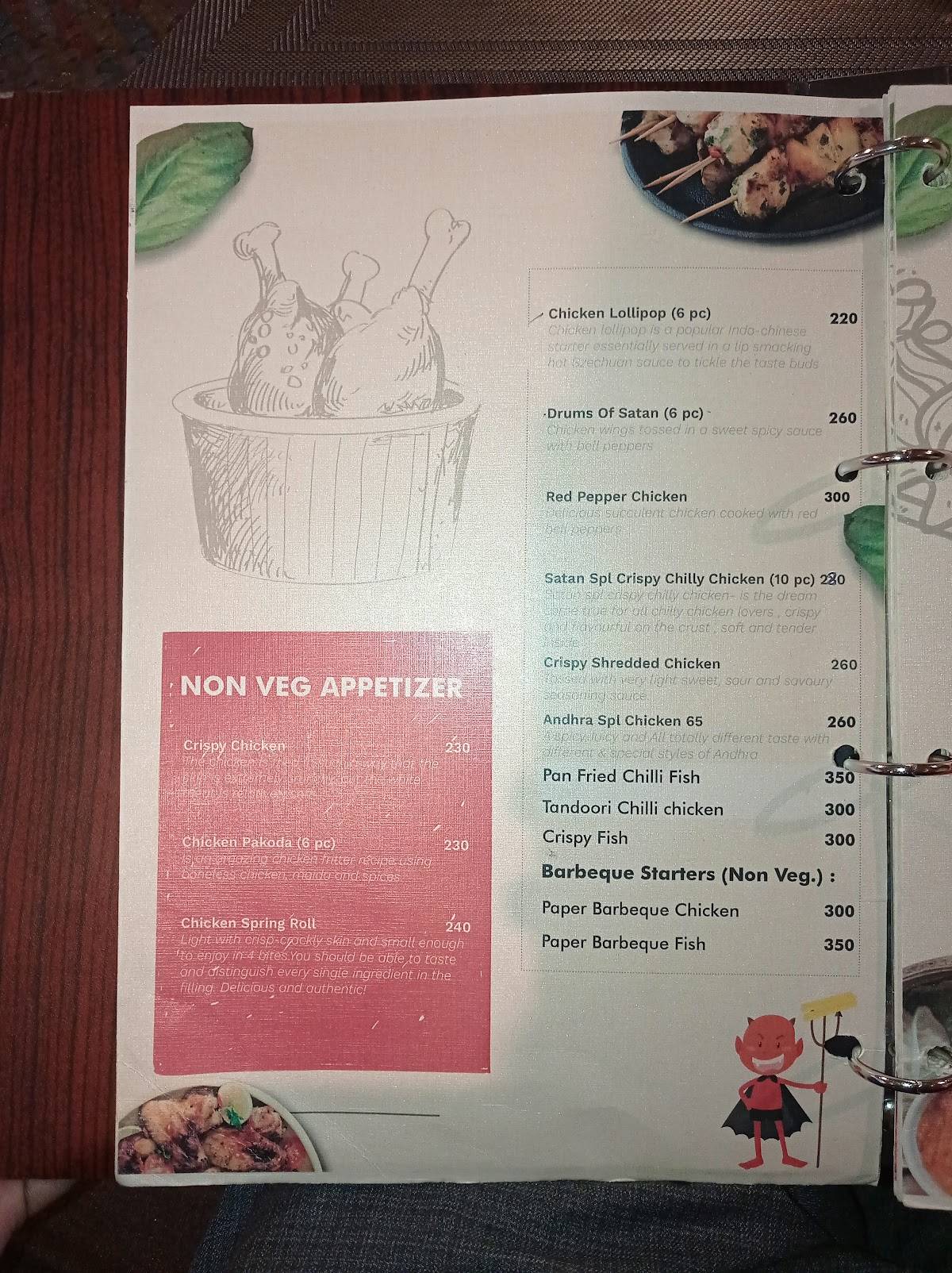 Satan's Hideout Garden Restaurant menu