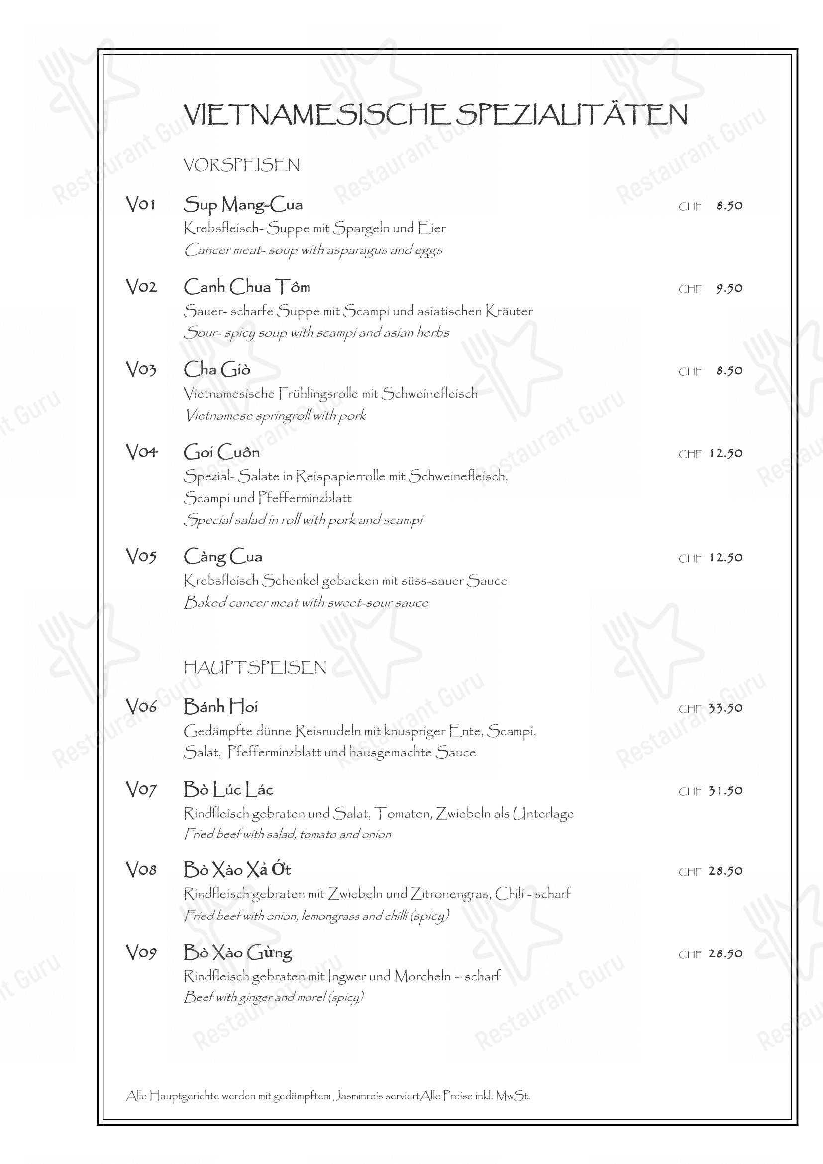 Menu bar per Schwanen ristorante