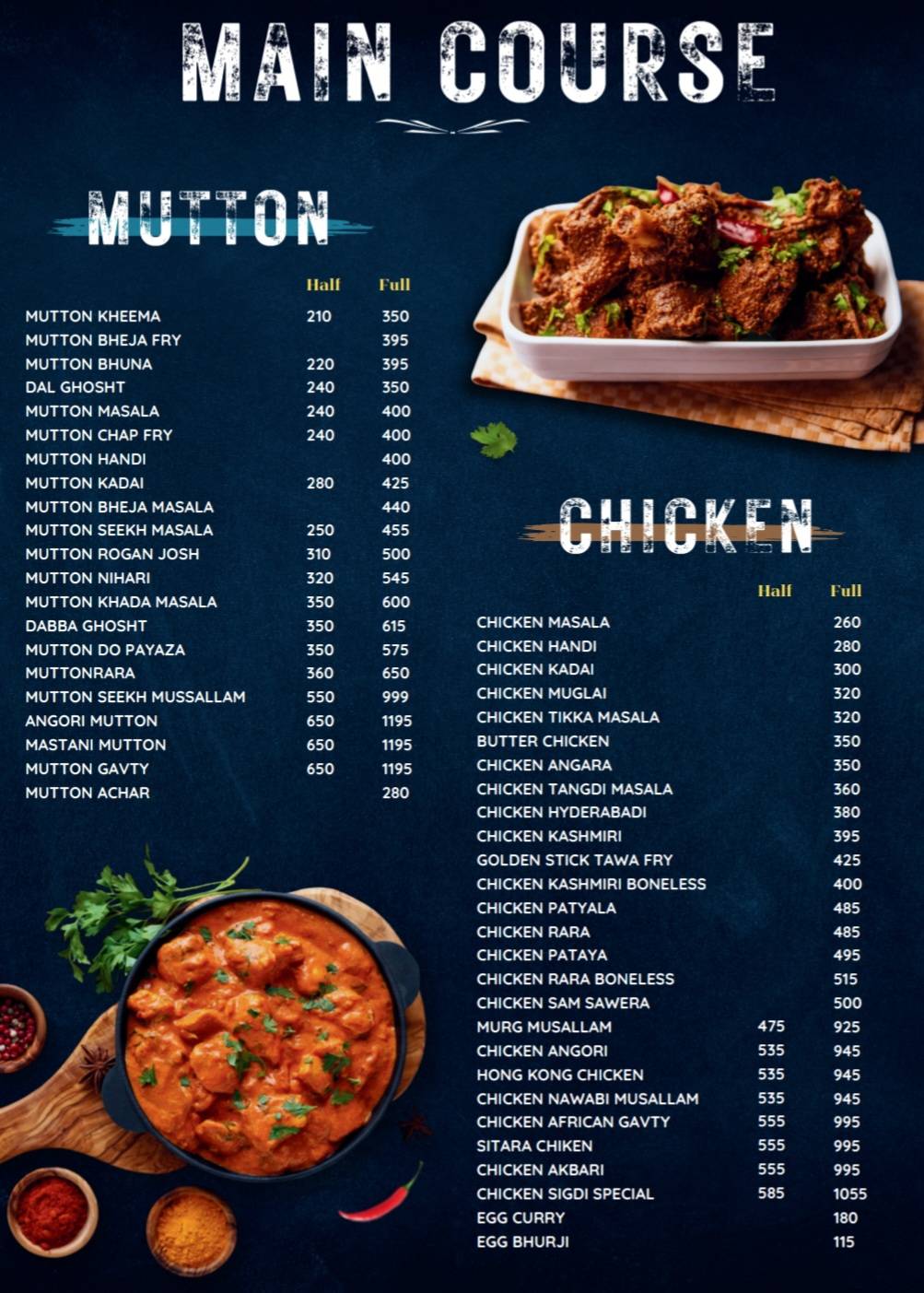 Sigdi Restaurant menu
