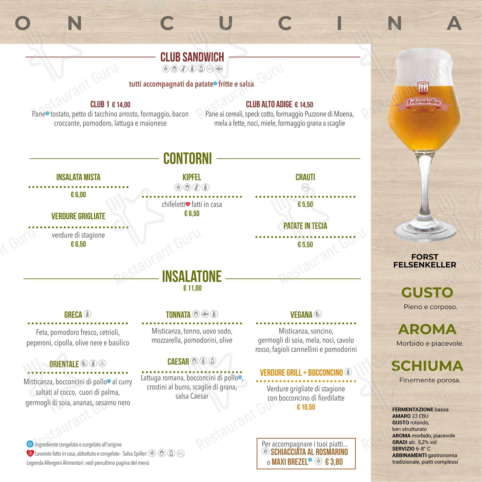 Menu di Spiller Verona - Основное меню
