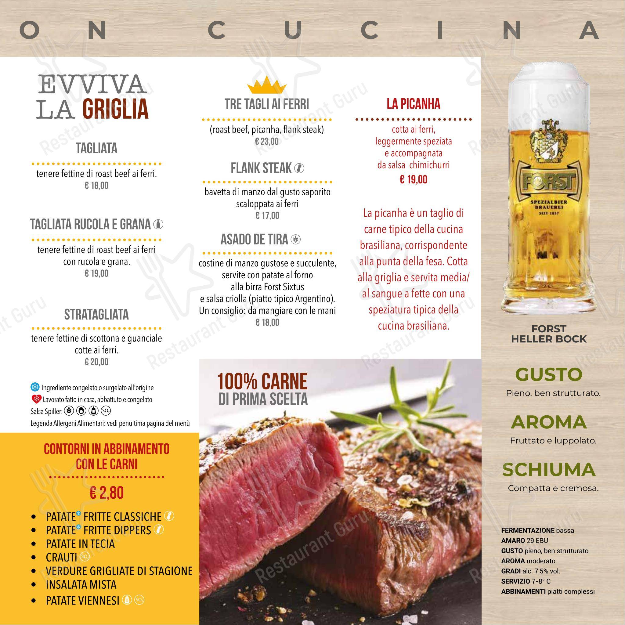 Основное меню per Spiller Verona pizzeria