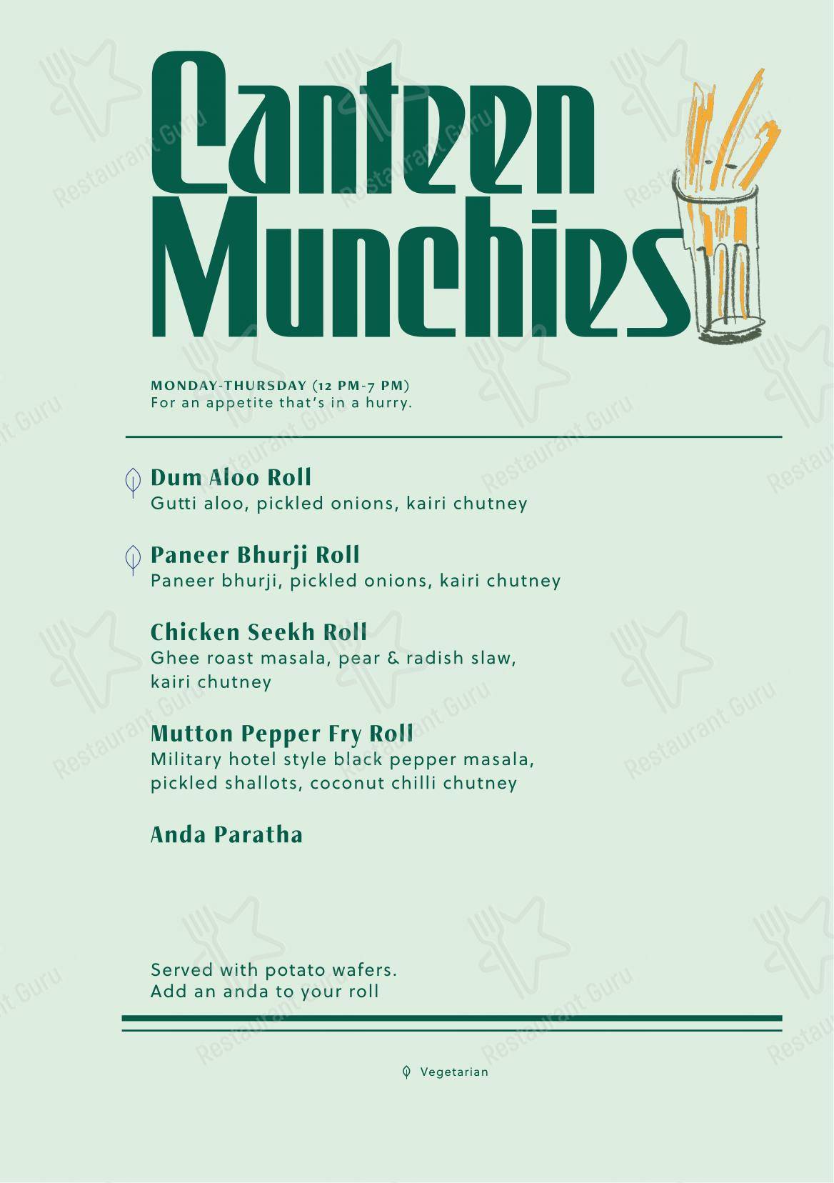 The Bombay Canteen in Mumbai - Menu bar