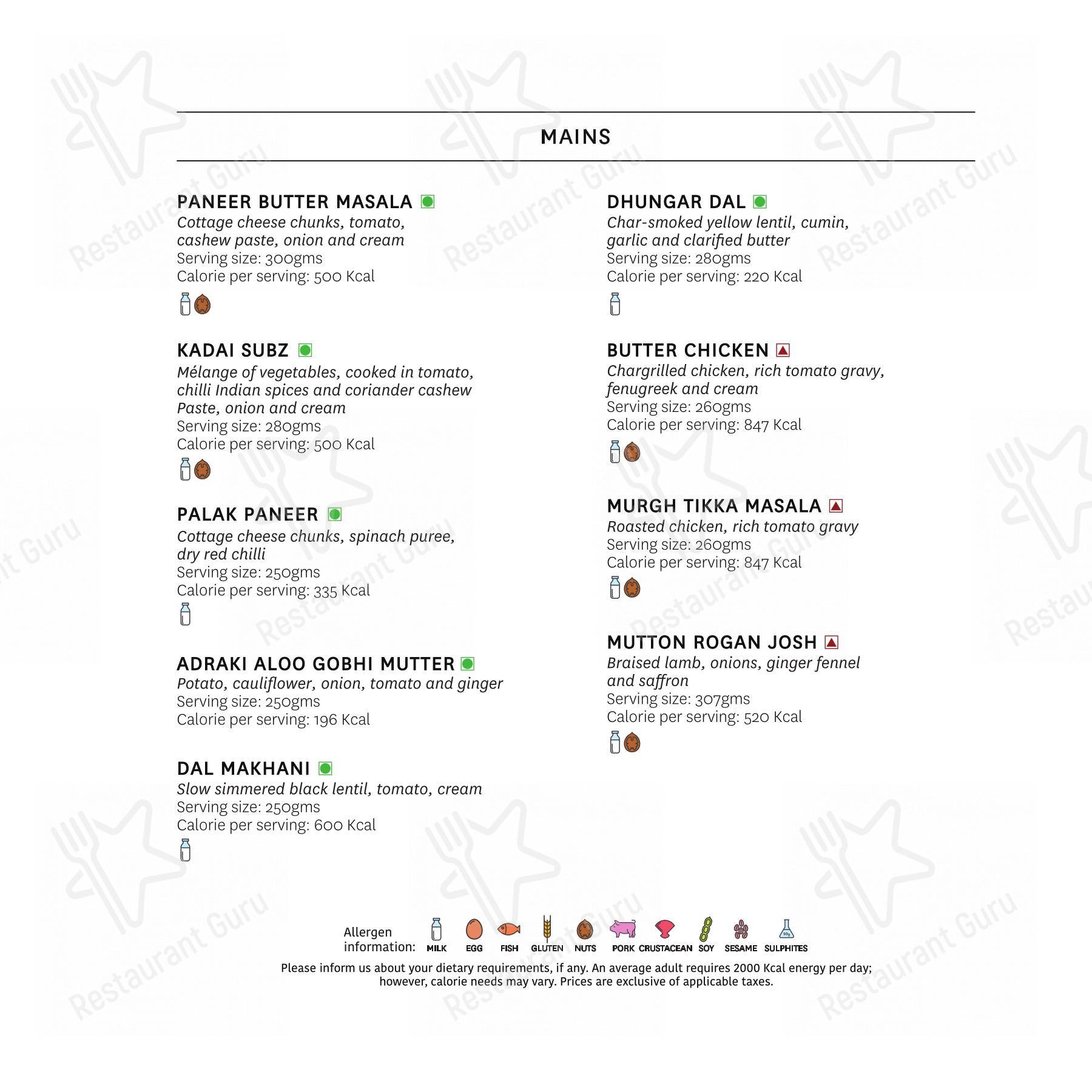 Menu for the The Café at The Club restaurant