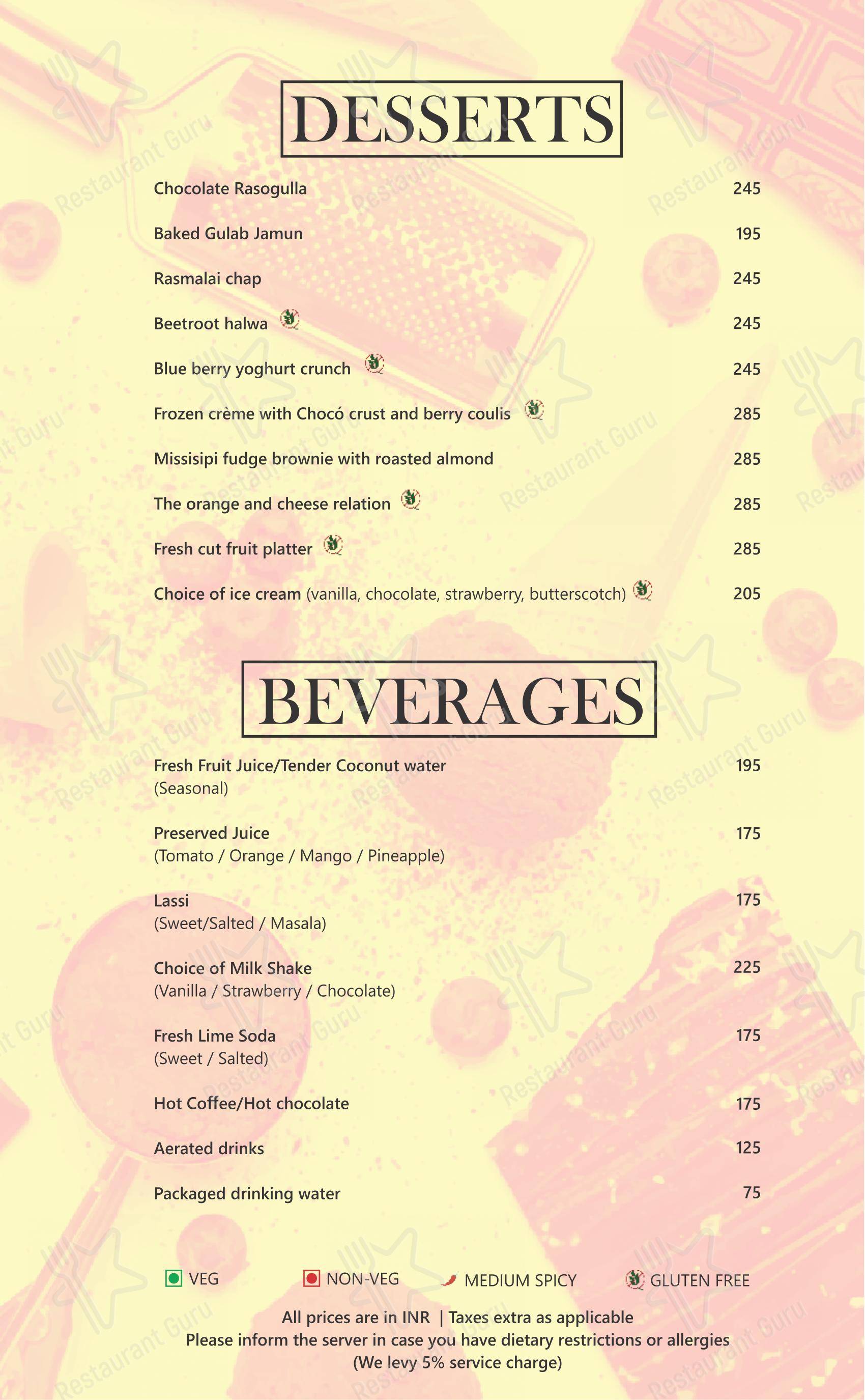 The Culinary Court in Noida - Menu bar