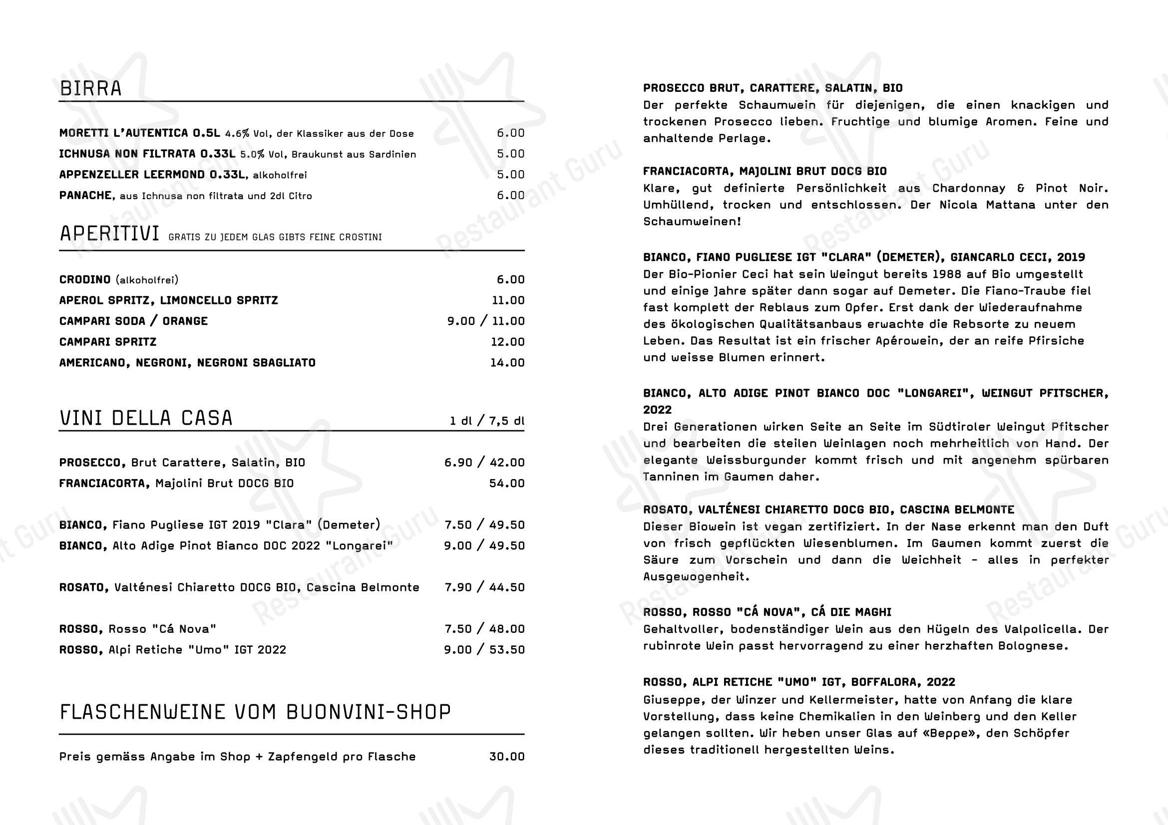Menu bar per Tschingg ristorante