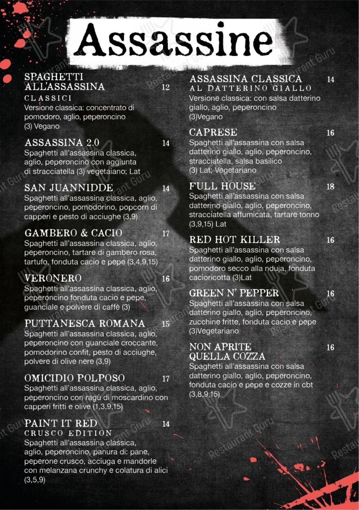 Menu bar per Urban - L'Assassineria Urbana in Bari