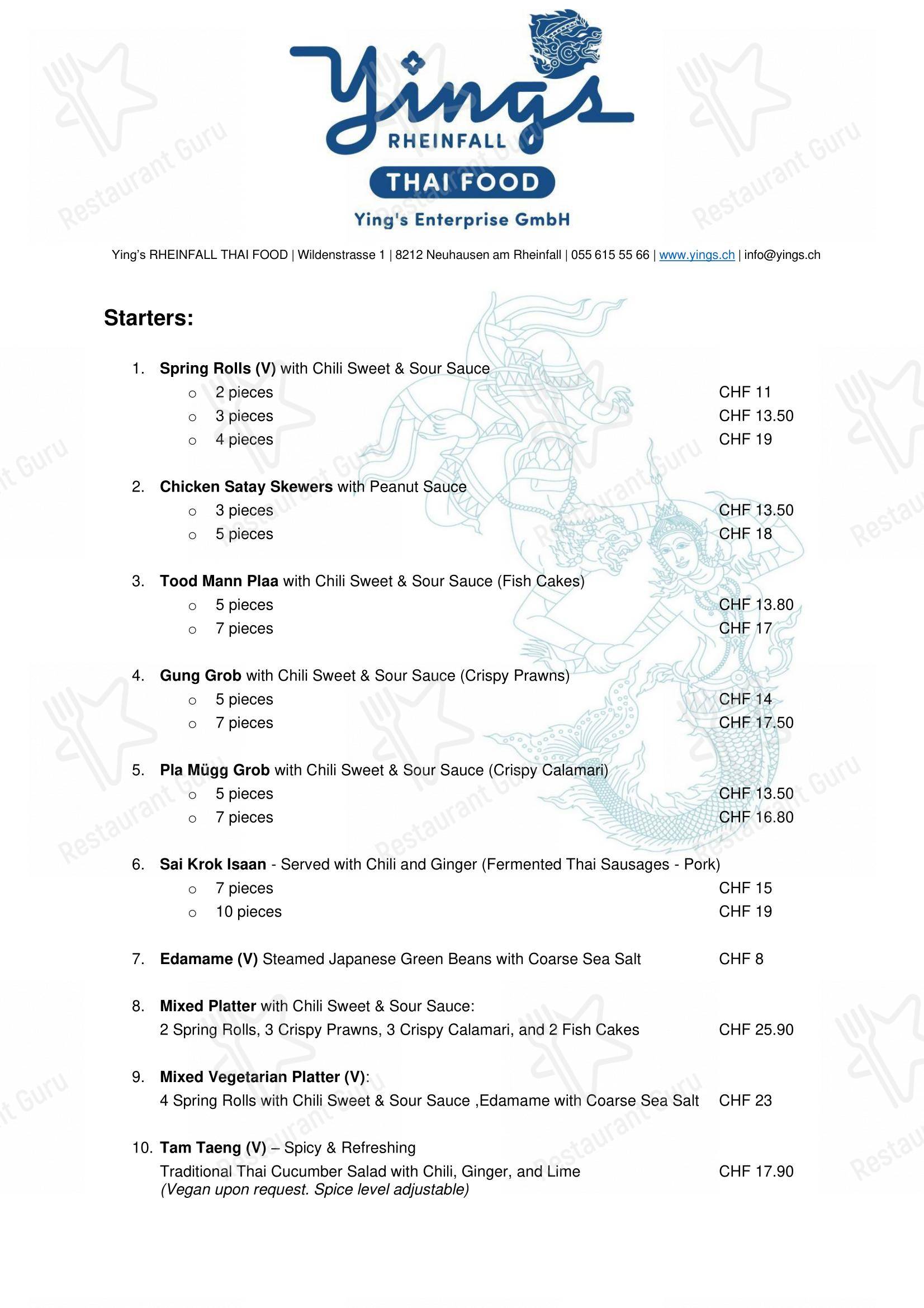 Ying’s RHEINFALL THAI FOOD in Neuhausen am Rheinfall - Коктейльная карта