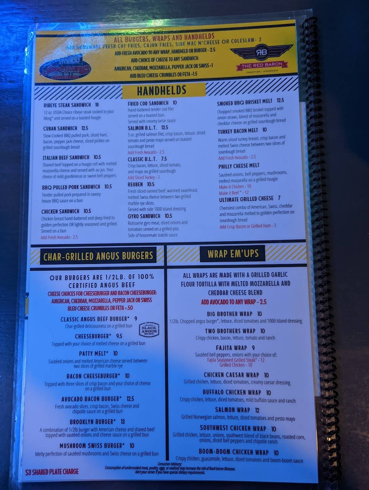 Menu at 2 Brothers Pub and Grill, Edgerton
